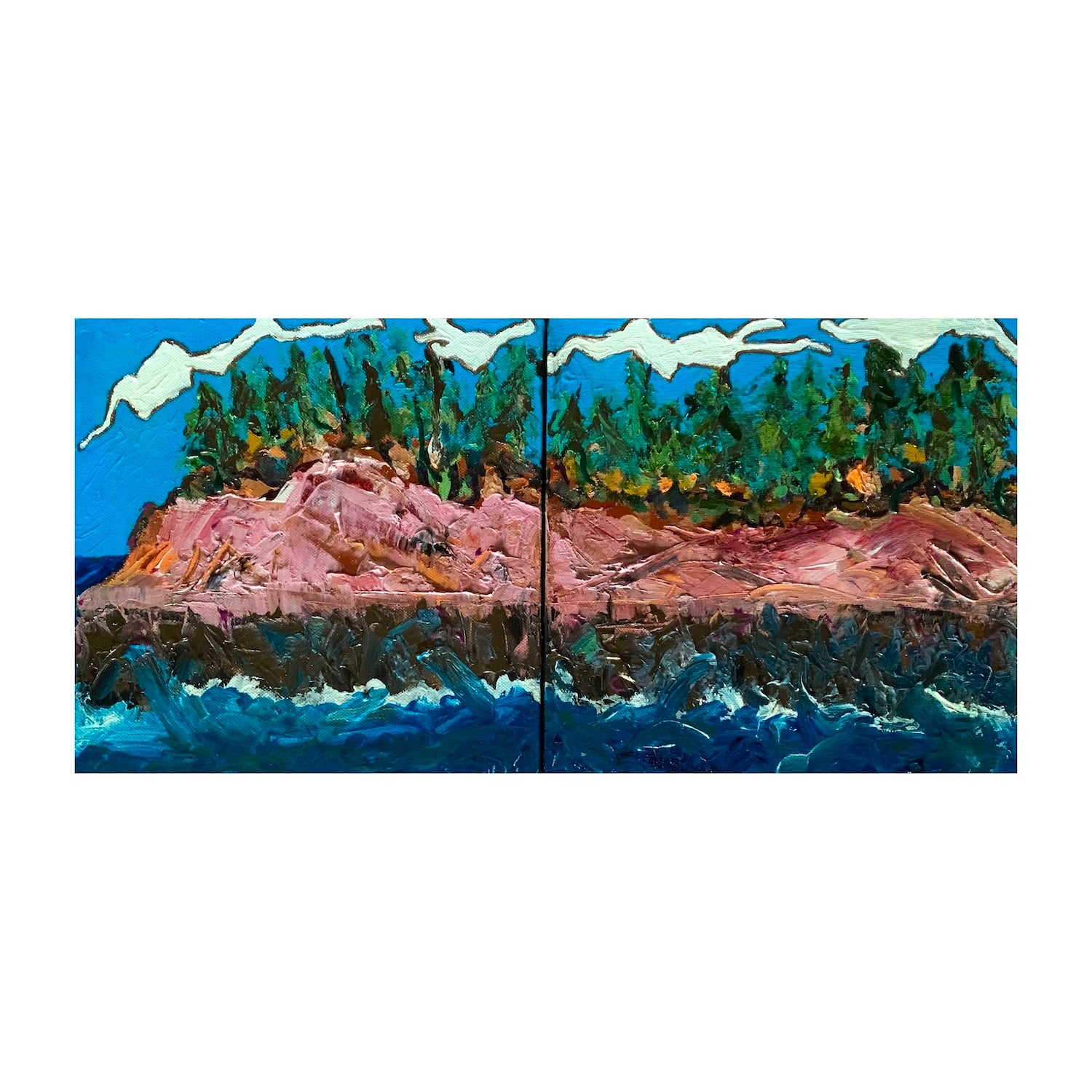 Original Acrylic Painting of an Ocean Landscape, 10 x 20 inches, by Patty Pendleton