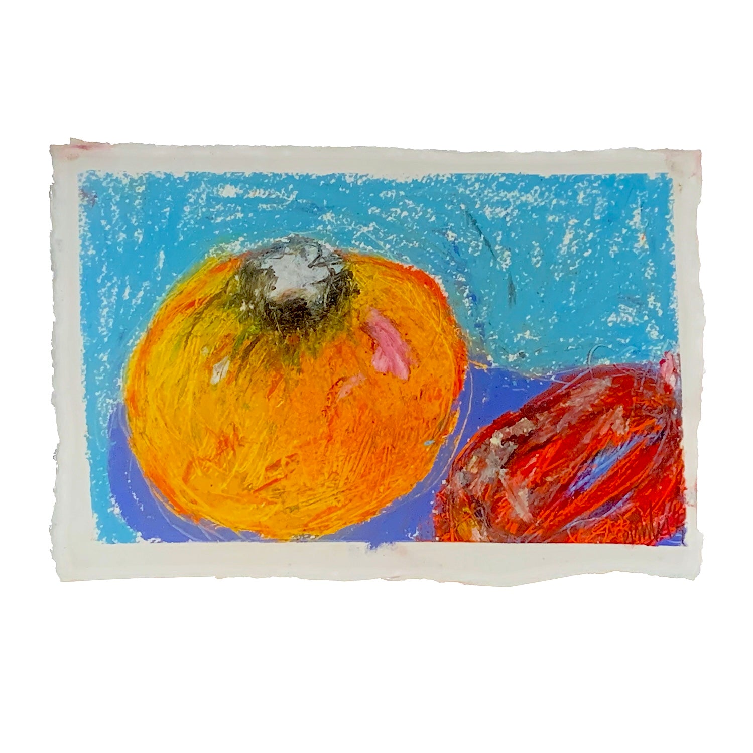 Original Oil Pastel Painting of Red Peppers, a Still Life, 7.25 x 11 inches, by Patty Pendleton