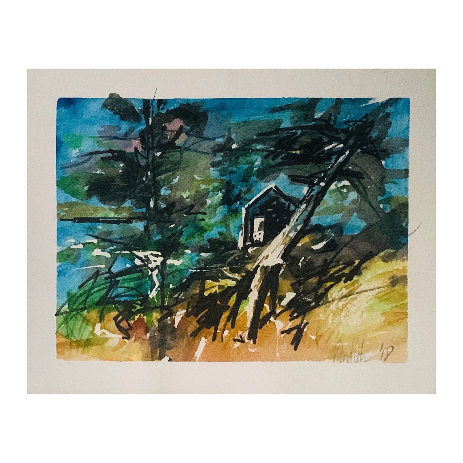 Original Watercolor Painting of a Forest Landscape, 8.25 x 10 inches, by Patty Pendleton