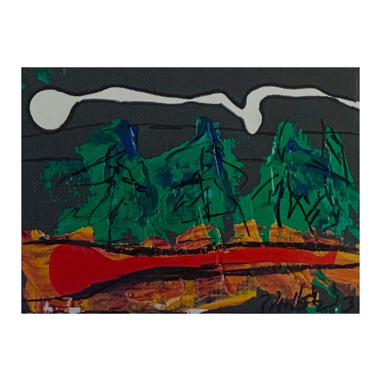 Original Acrylic Painting of a Forest Landscape, 4 x 5.5 inches, by Patty Pendleton
