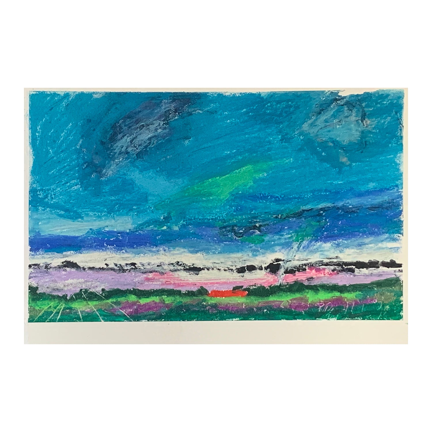 Original Pastel Painting of a Big Sky Landscape, 7.5 x 11 inches, by Patty Pendleton