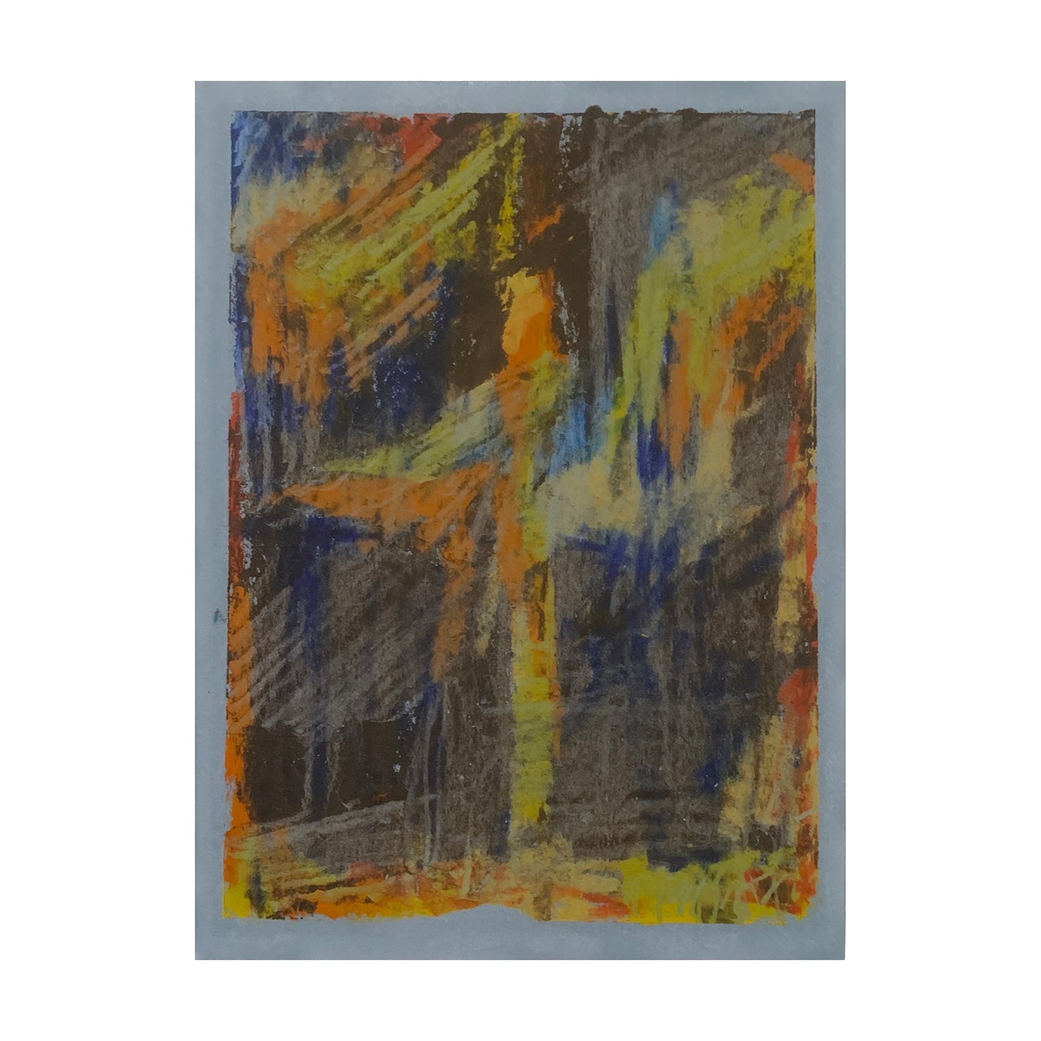 Original Oil Pastel Painting of an Abstract Window, 6 x 4.25 inches, by Patty Pendleton
