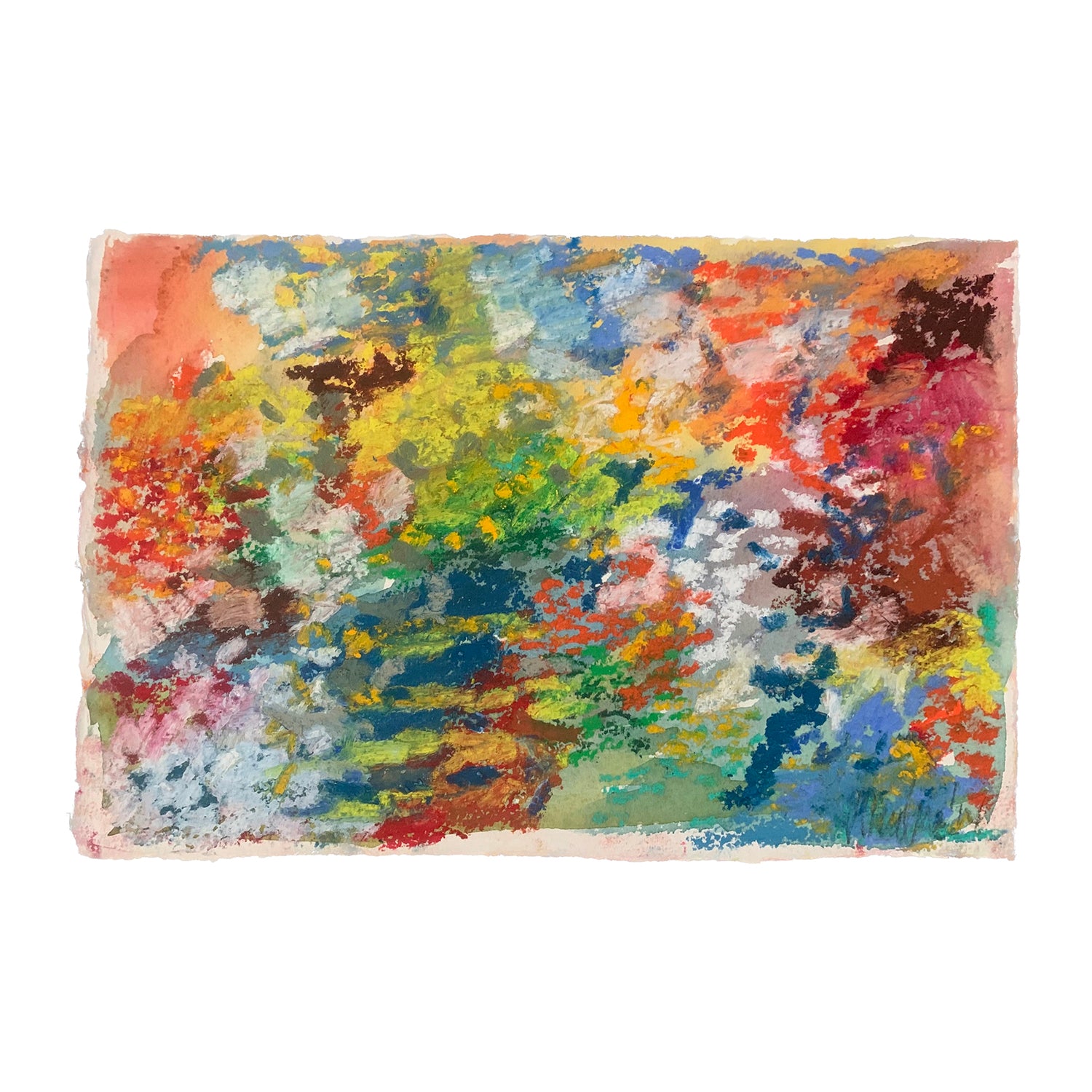 Original Mixed Media Painting of an Abstract Gardenscape, 7.25 x 11.25 inches, by Patty Pendleton