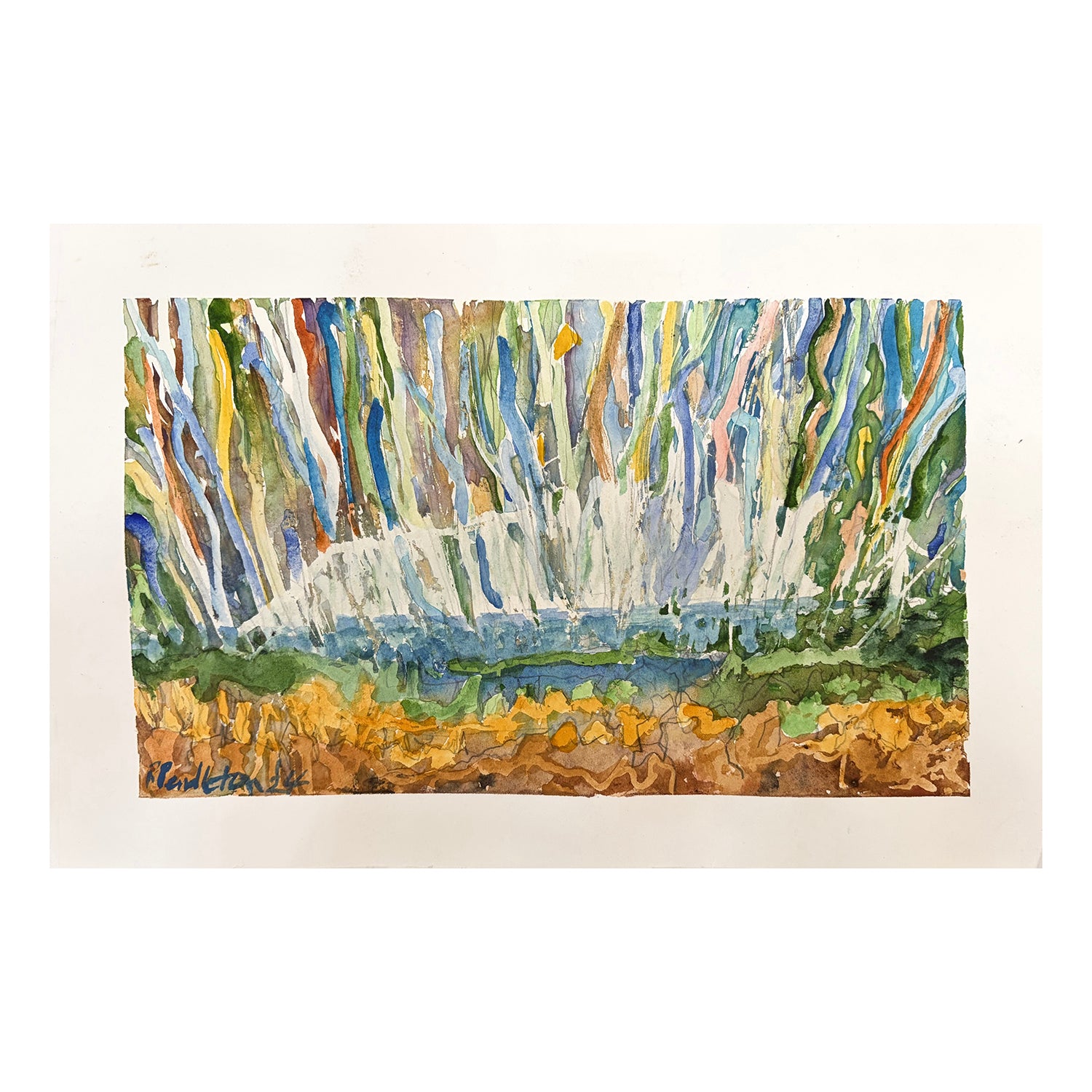 Original Mixed Media Painting of an Oceanscape, 7.5 x 11.25 inches, by Patty Pendleton