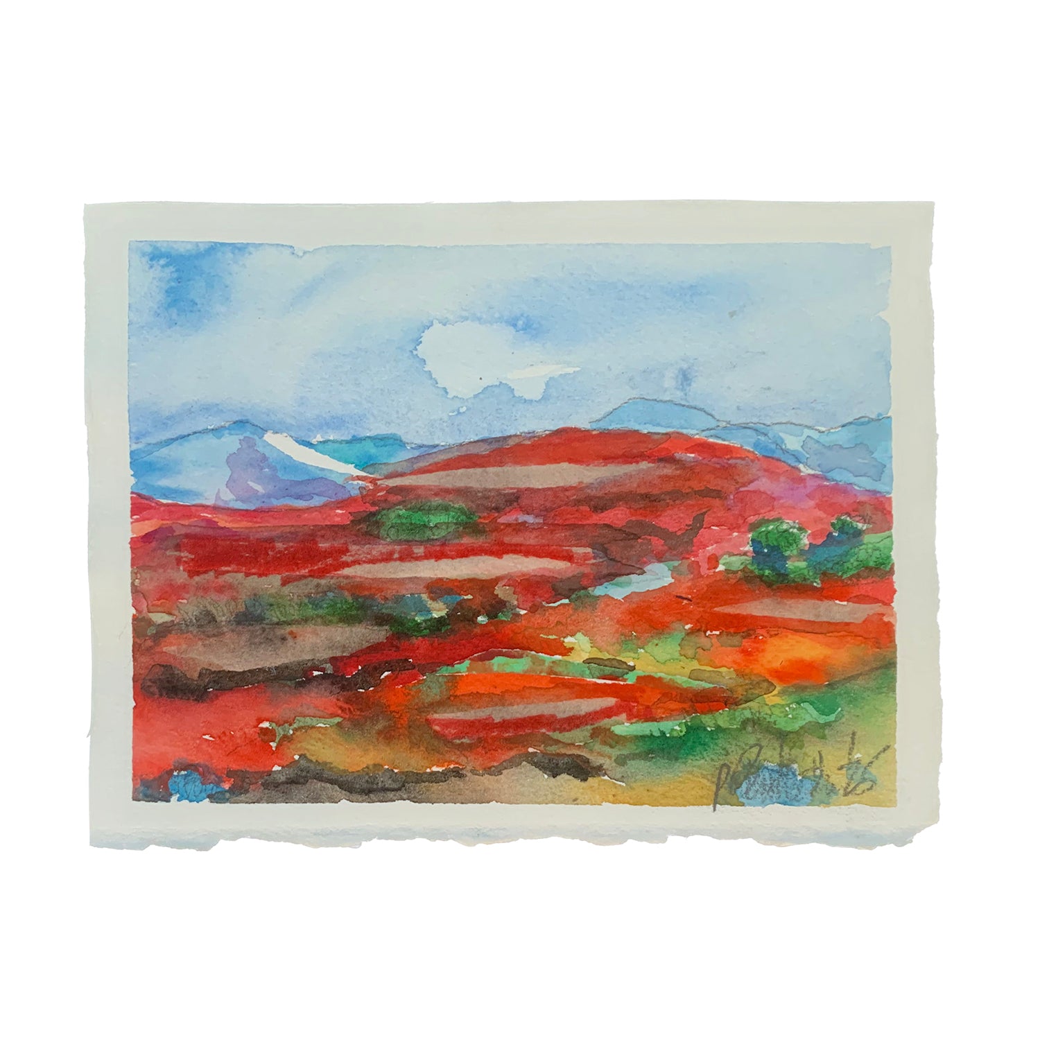 Original Mixed Media Painting of a Landscape, 5.25 x 7.5 inches, by Patty Pendleton