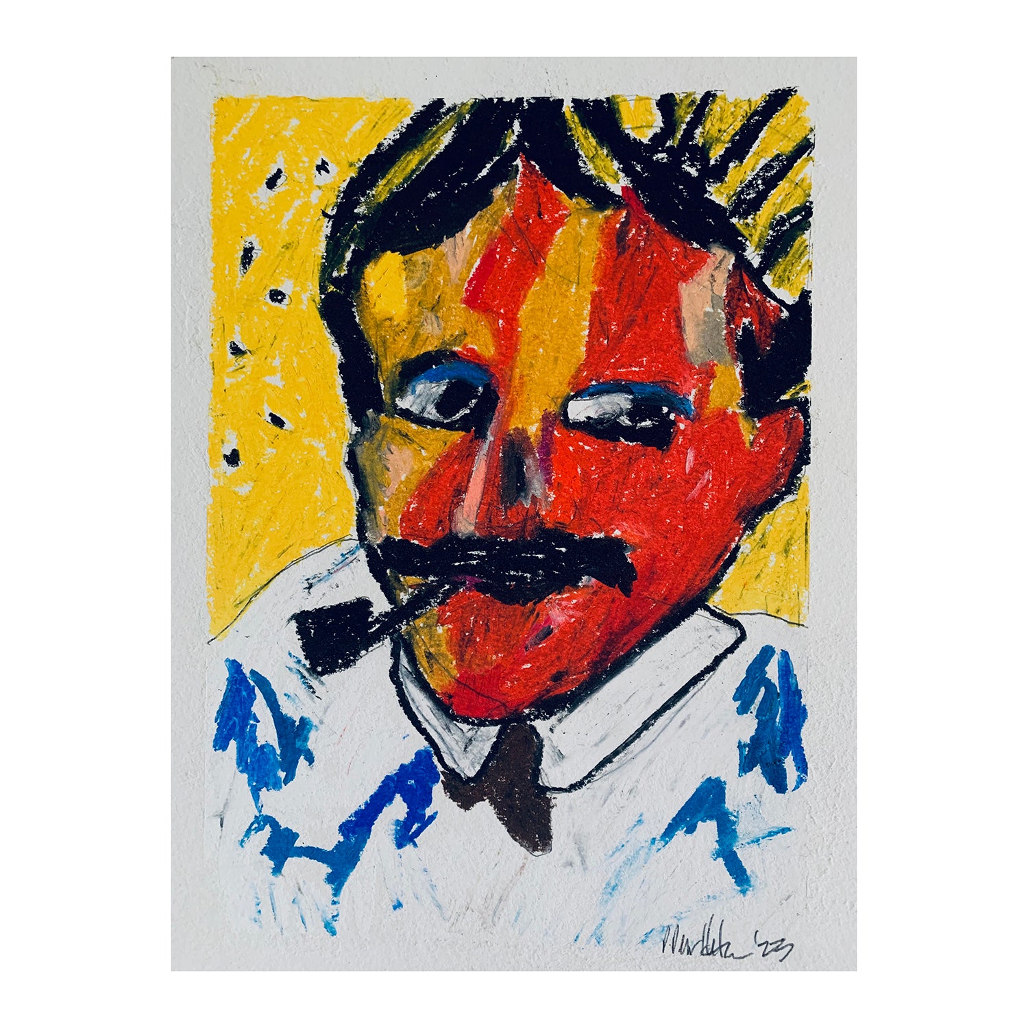 Original Oil Pastel Painting of a Portrait of a Man, 12 x 9 inches, by Patty Pendleton