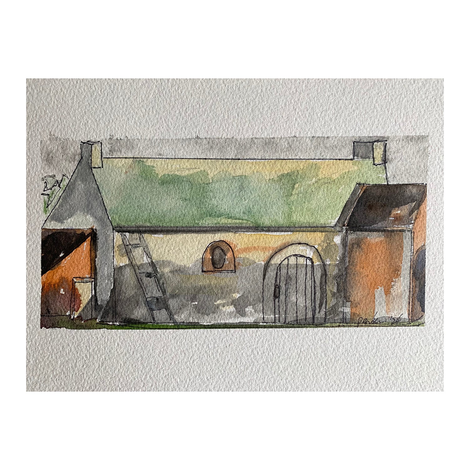 Original Mixed Media Painting of a House, 8 x 12.25 inches, by Patty Pendleton