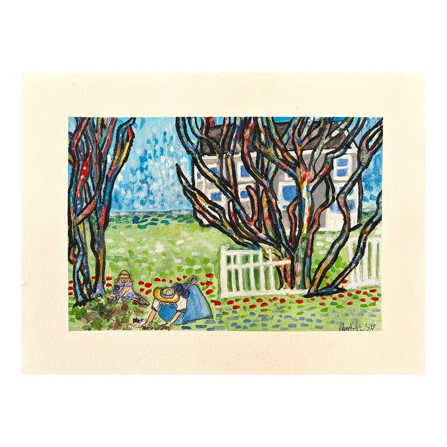 Original Mixed Media Painting of a Landscape, 12.2 x 16.2 inches, by Patty Pendleton