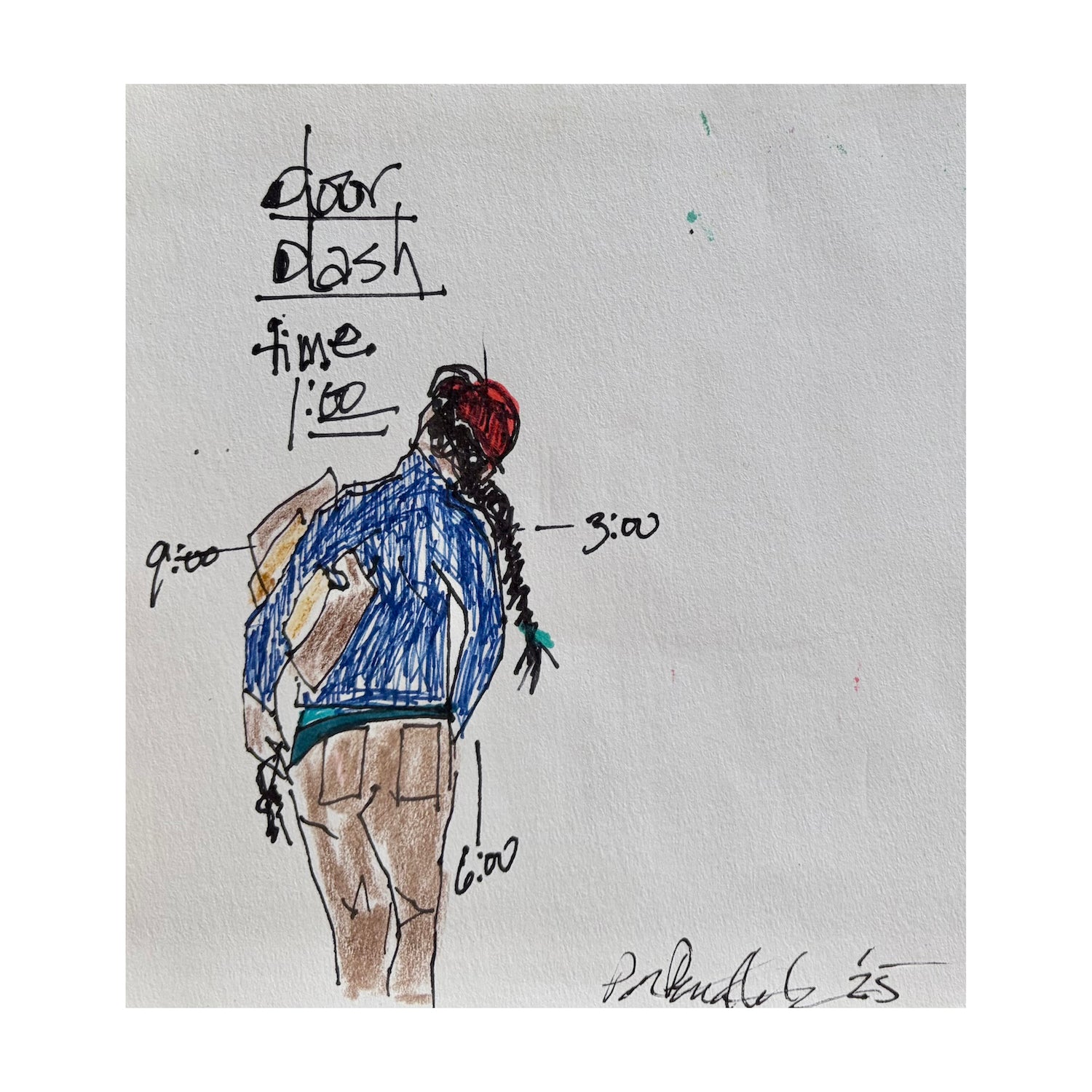 Original Pen & Ink Painting of a Portrait of a Woman, 6 x 5.5 inches, by Patty Pendleton