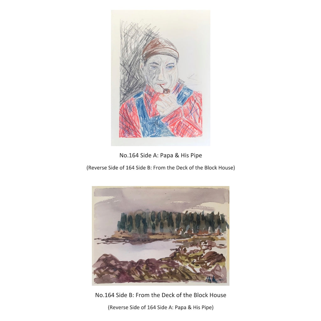 Original Double Sided Painting of a Mixed Media Fisherman's Portrait and a Watercolor Seascape, 15 x 11 inches, by Patty Pendleton