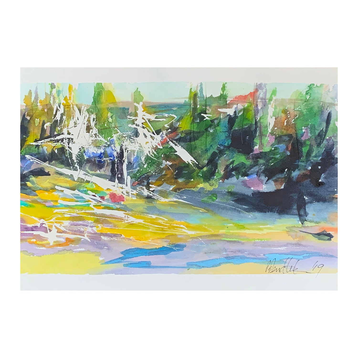 Original Watercolor Painting of a Forest Waterscape, 10 x 14 inches, by Patty Pendleton