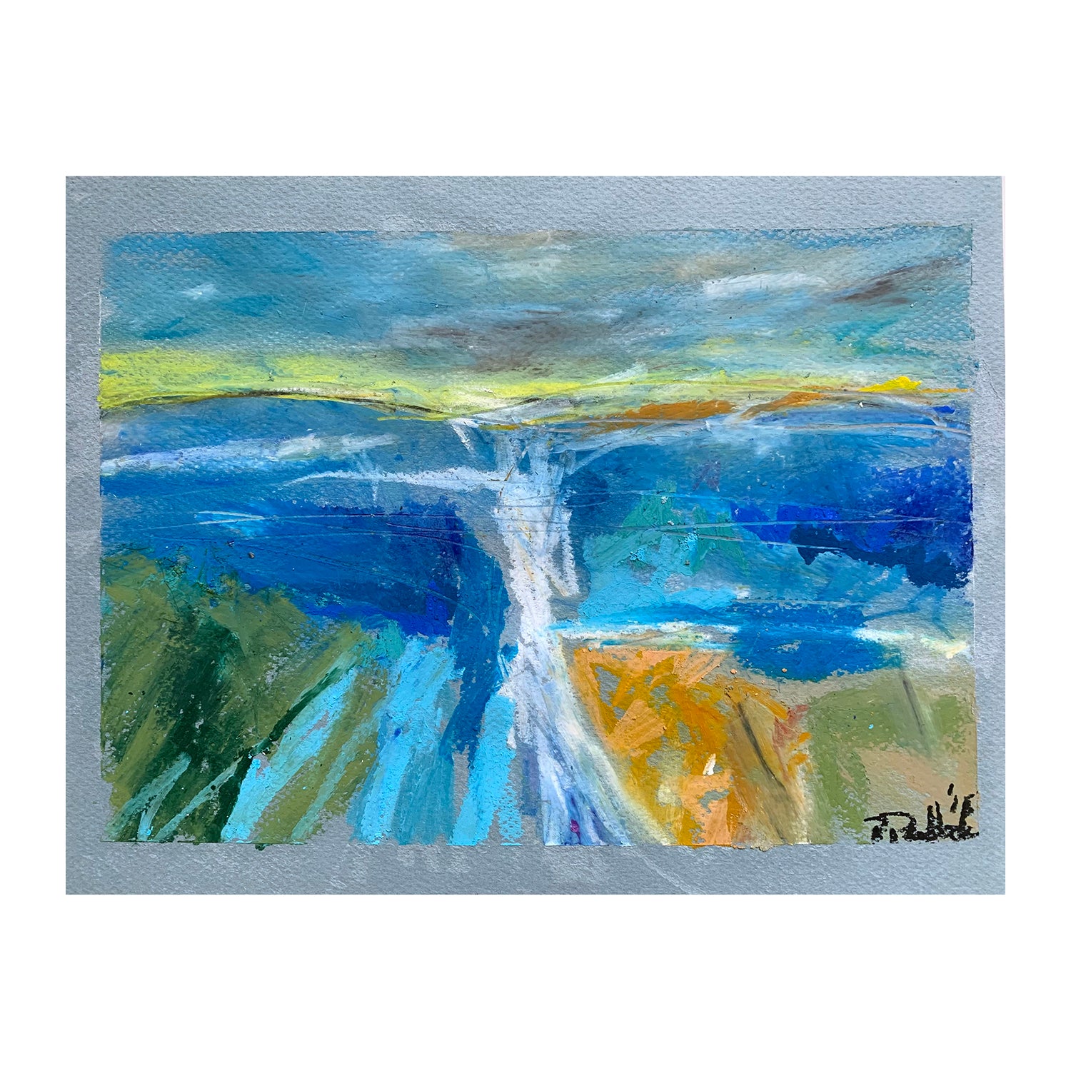Original Oil Pastel Painting of a Water Landscape, 8.5 x 11 inches, by Patty Pendleton