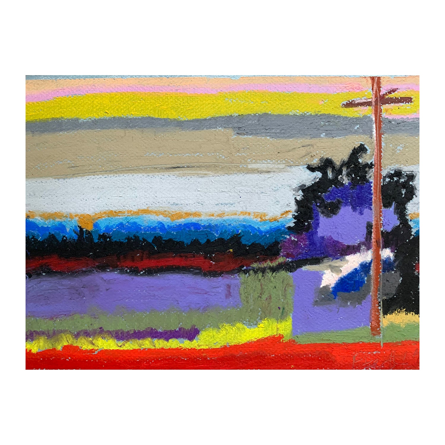 Original Oil Pastel Painting of a Landscape, 8.5 x 11 inches, by Patty Pendleton