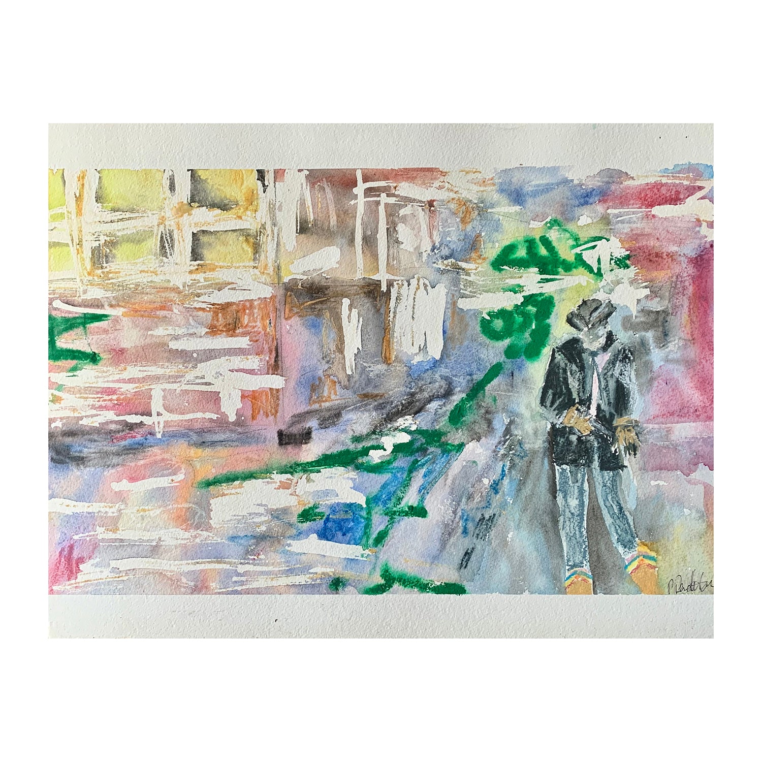 Original Watercolor Painting of a Cityscape, 15 x 20 inches, by Patty Pendleton