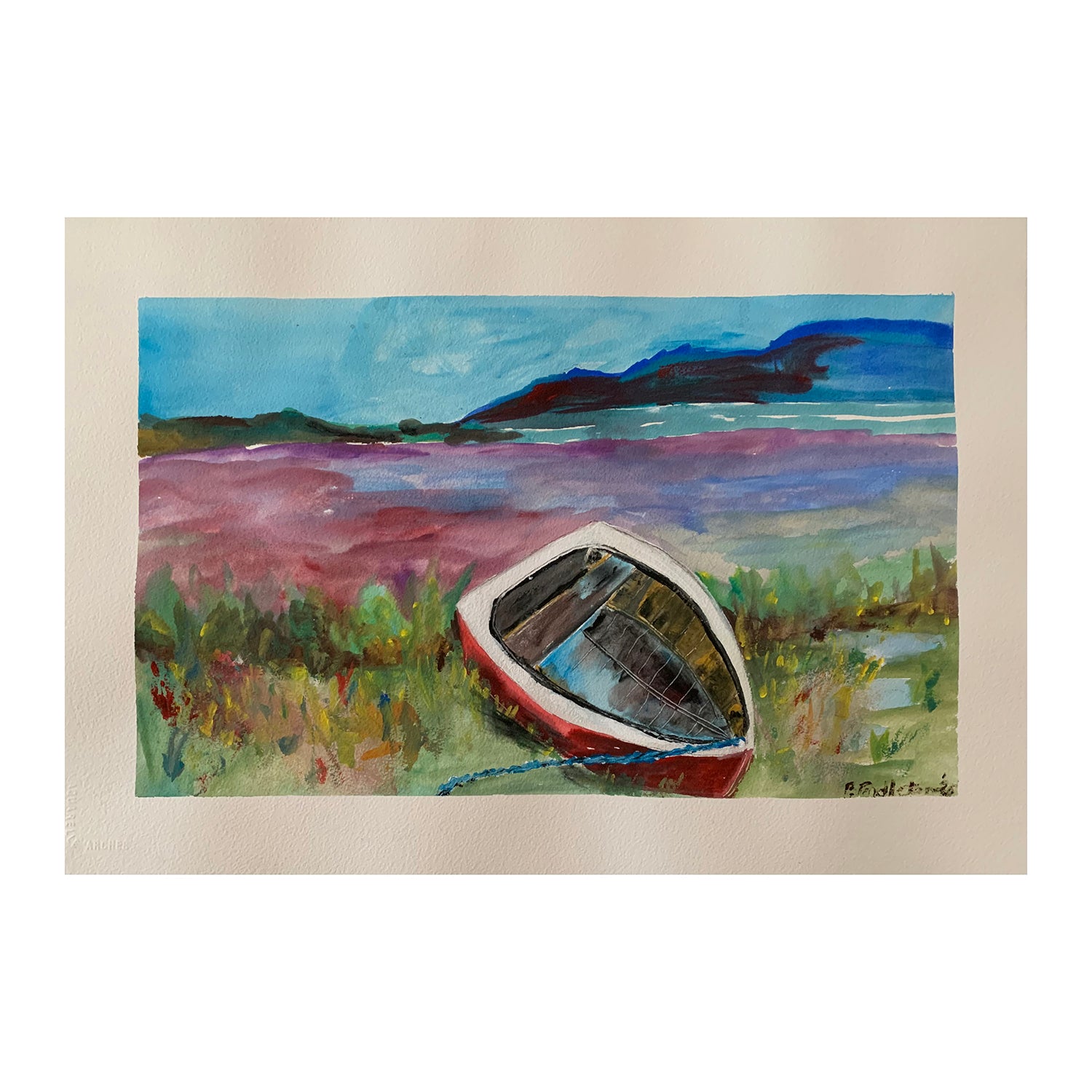 Original Acrylic Painting of an Ocean Landscape, 15 x 22.25 inches, by Patty Pendleton