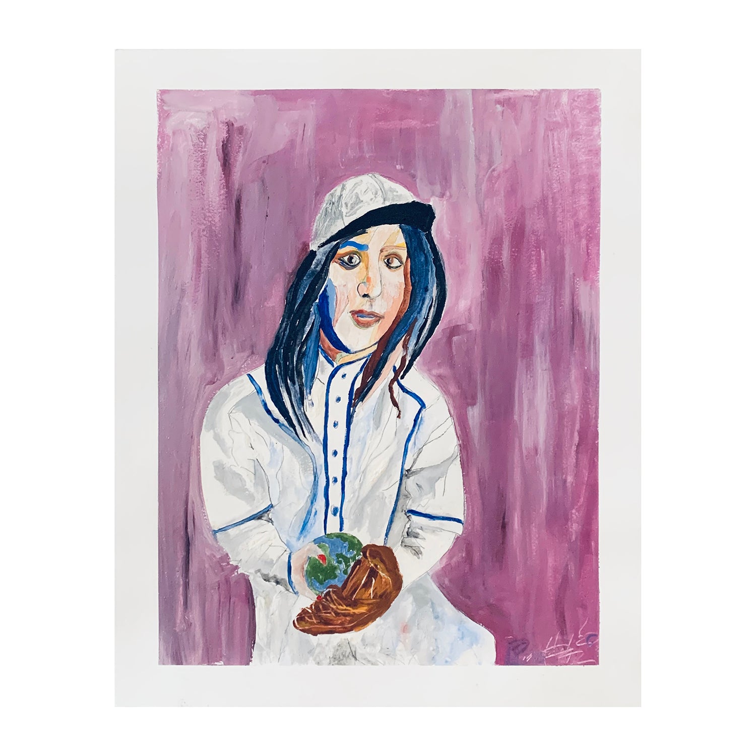 Original Egg Tempera Portrait Painting of a Baseball Player, 20.25 x 16 inches, by Patty Pendleton
