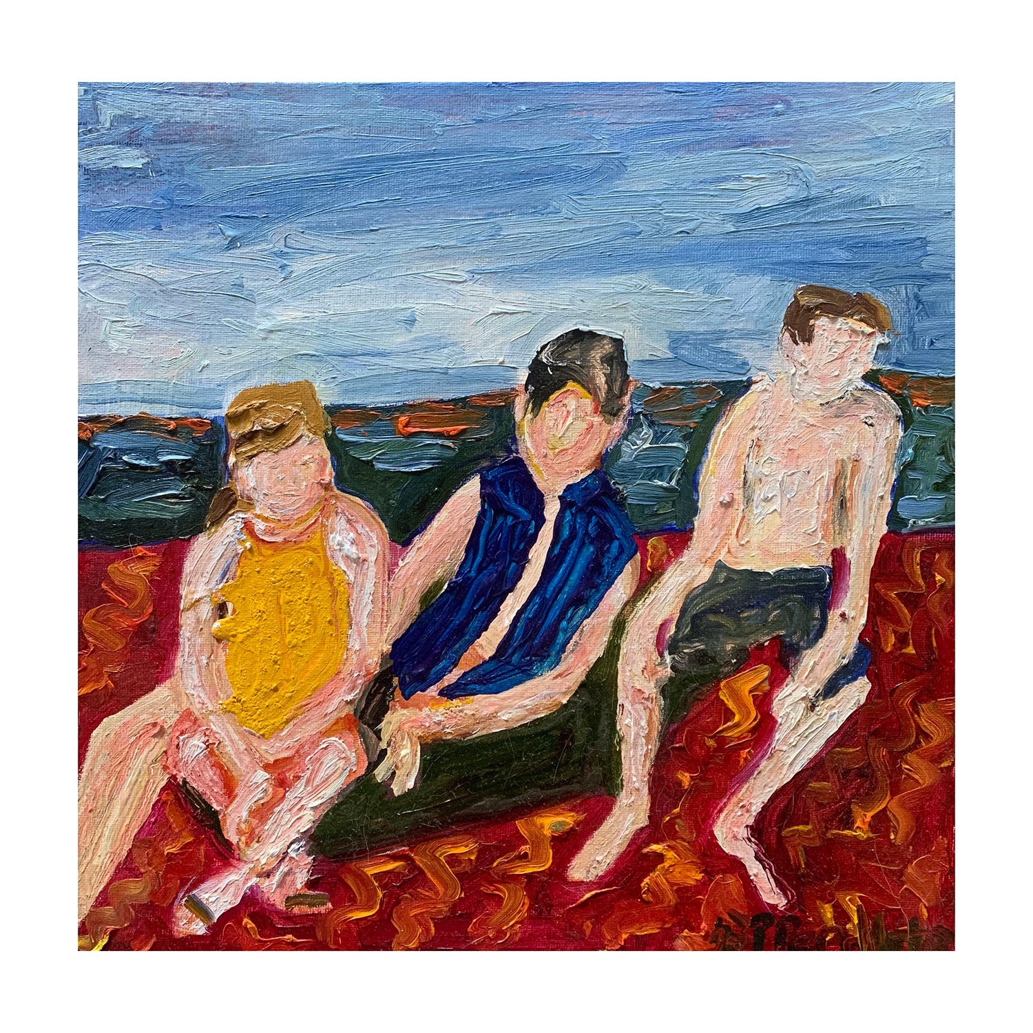 Original Oil Painting of a Portrait of Three Boys, 12 x 12 inches, by Patty Pendleton