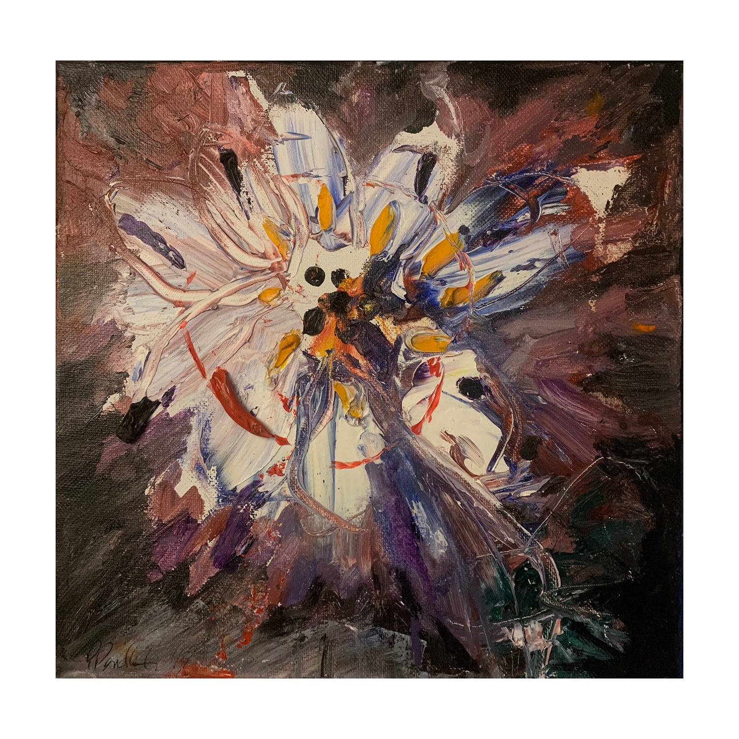 Original Acrylic Painting of a Floral Still Life, 10 x 10 inches, by Patty Pendleton
