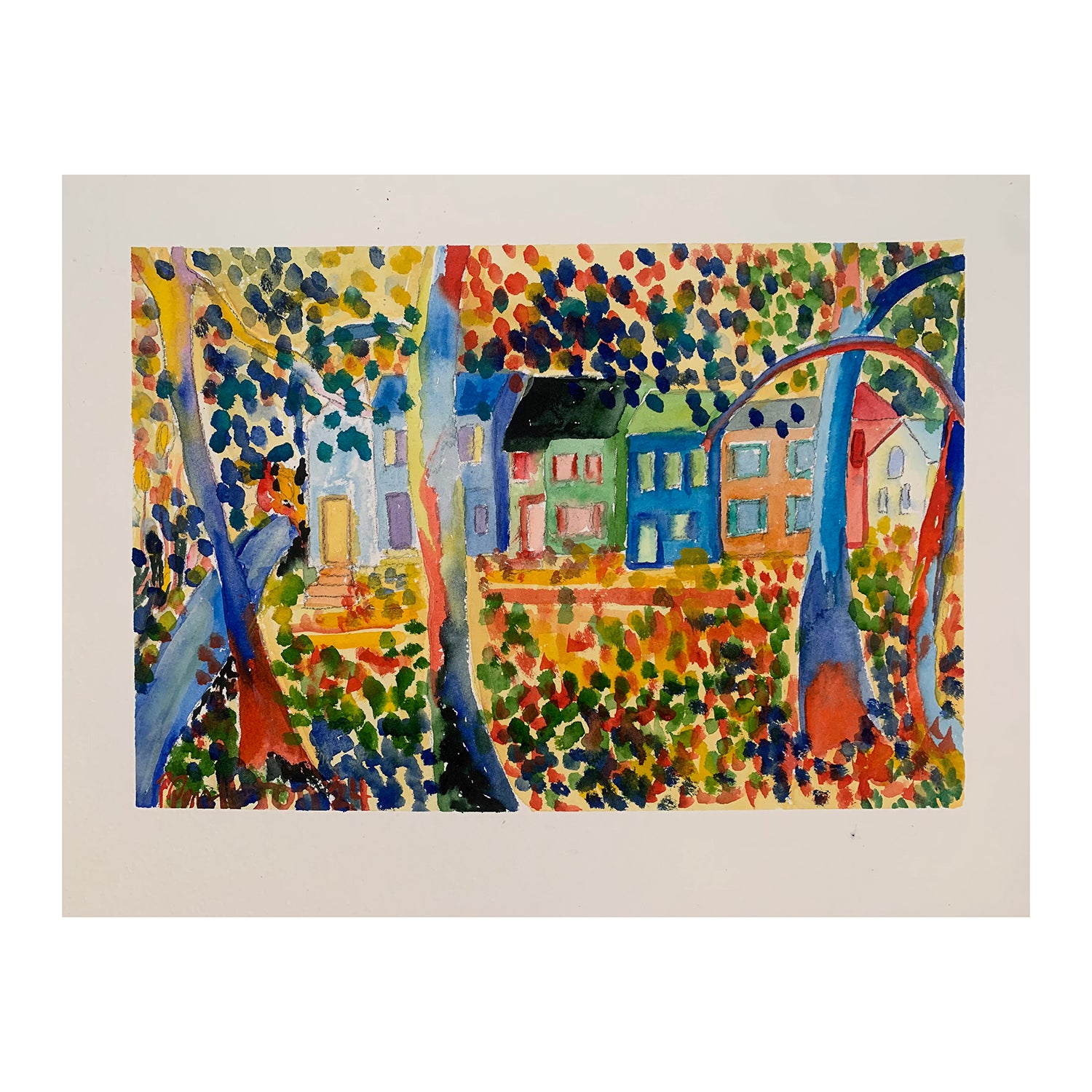Original Watercolor Painting of a Cityscape, 12.4 x 16.1 inches, by Patty Pendleton