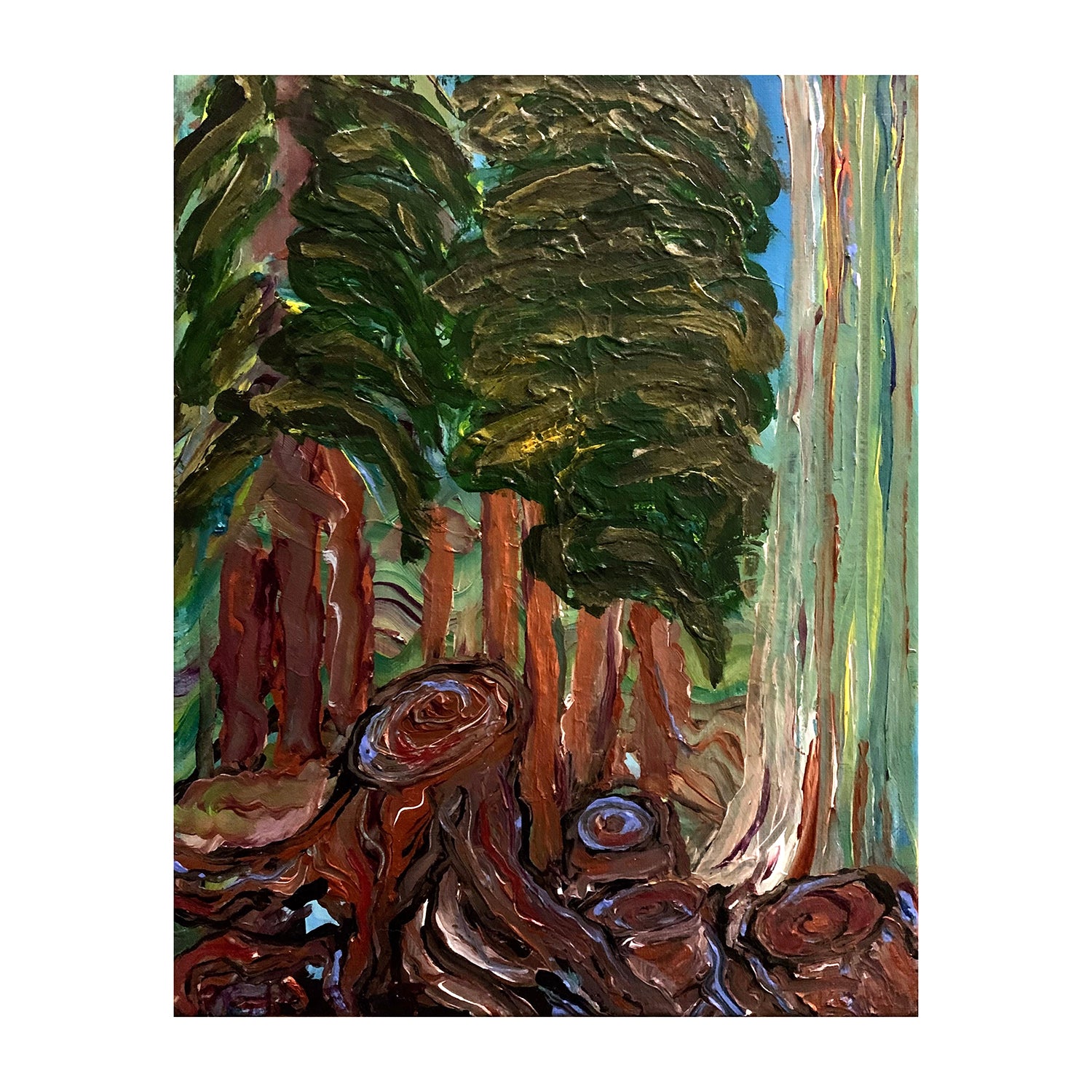 Original Acrylic Painting of a Forested Landscape, 14 x 11 inches, by Patty Pendleton