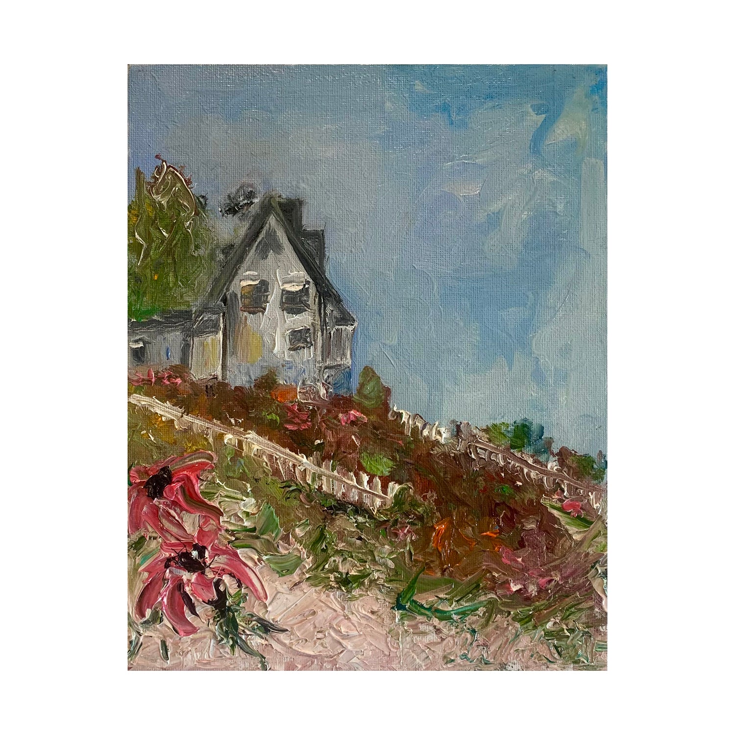 Original Acrylic Painting of a House in a Country Landscape, 10 x 8 inches, by Patty Pendleton