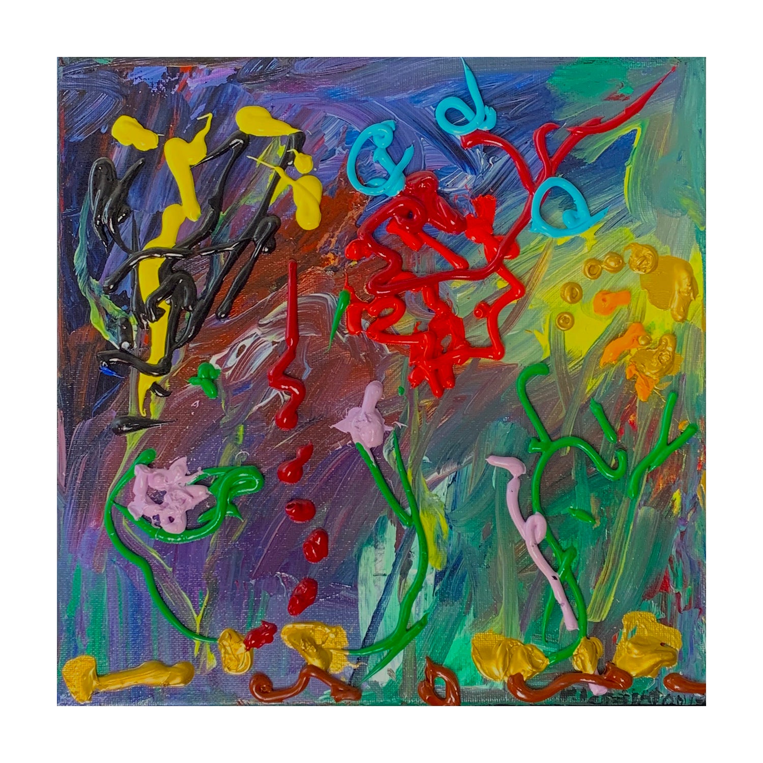 Original Acrylic Painting of an Abstract Garden Landscape, 12 x 12 inches, by Patty Pendleton