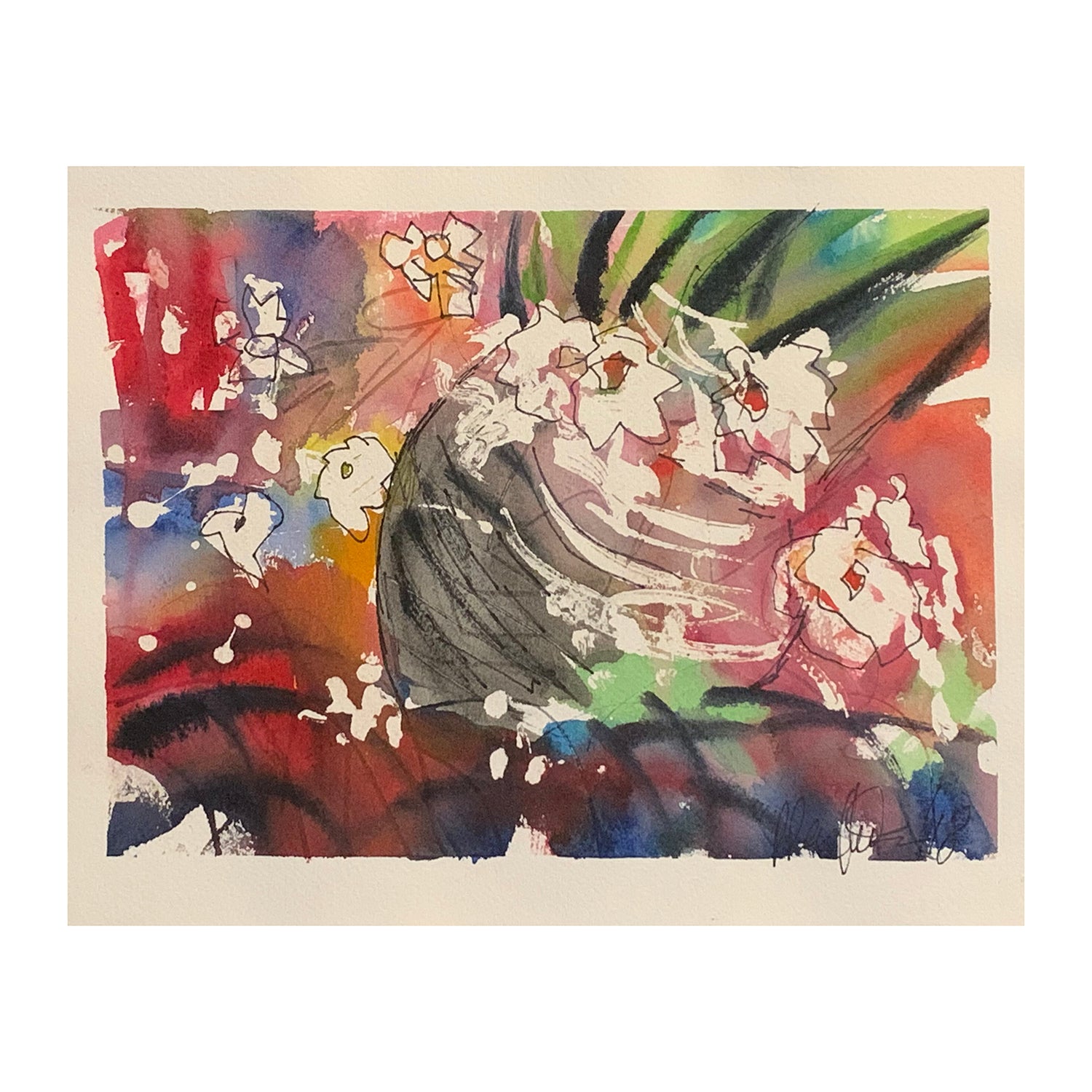 Original Mixed Media Painting of a Floral Still Life, 8 x 10 inches, by Patty Pendleton