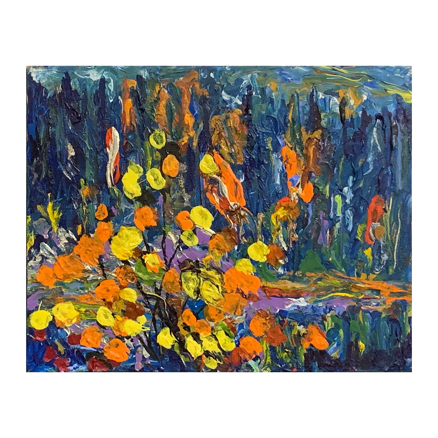 Original Acrylic Painting of an Abstract Autumn Landscape, 8 x 10 inches, by Patty Pendleton