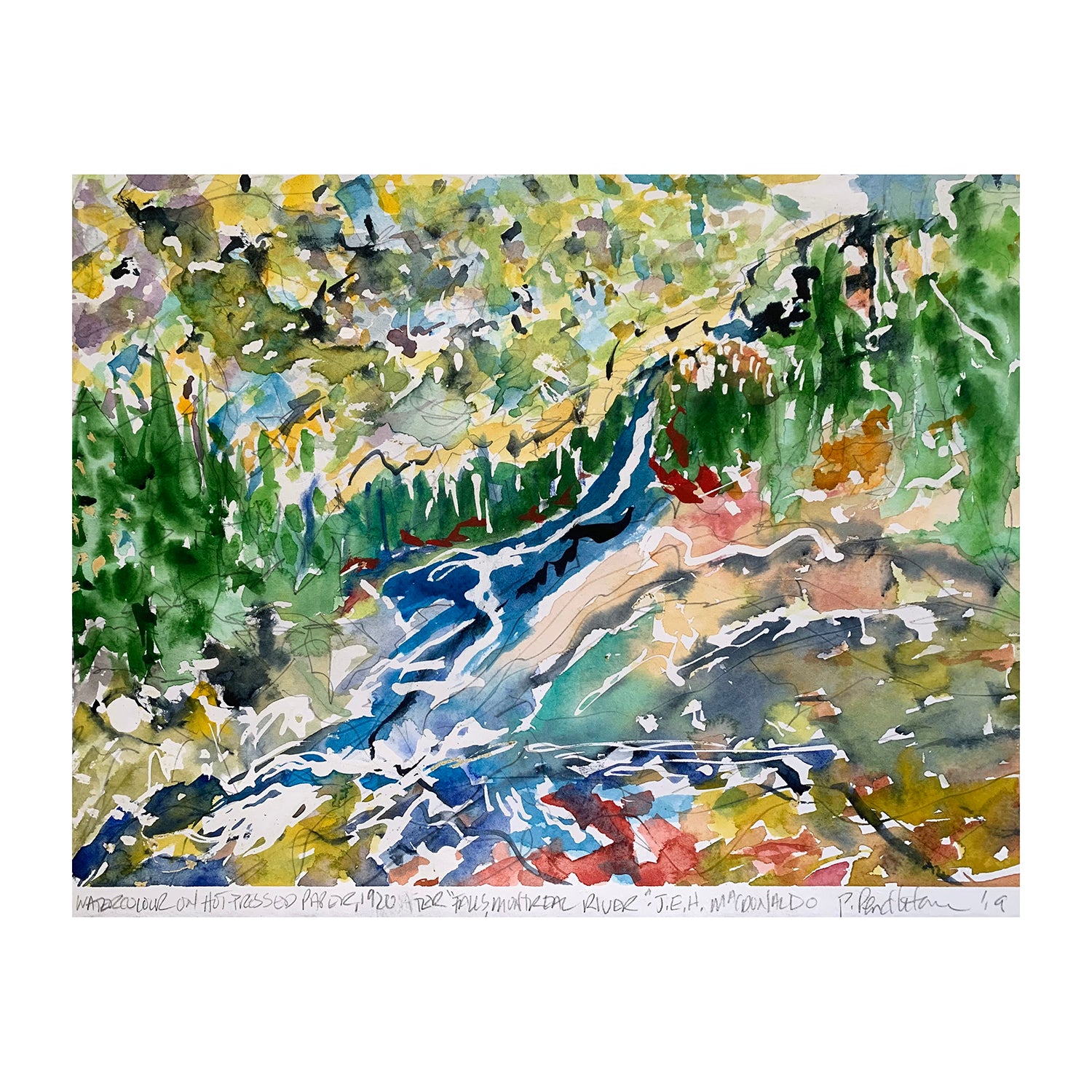 Original Watercolor Painting of a River Landscape, 11 x 14 inches, by Patty Pendleton