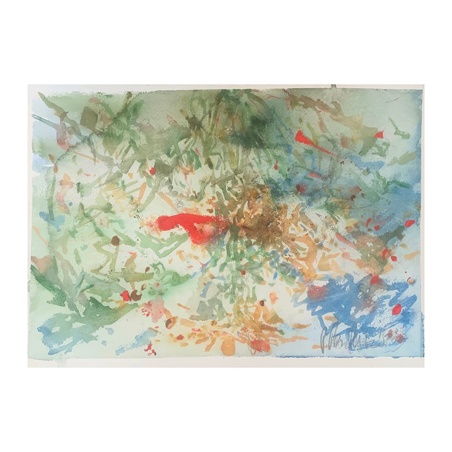 Original Watercolor Painting of a Abstract Oceanscape, 10 x 14 inches, by Patty Pendleton