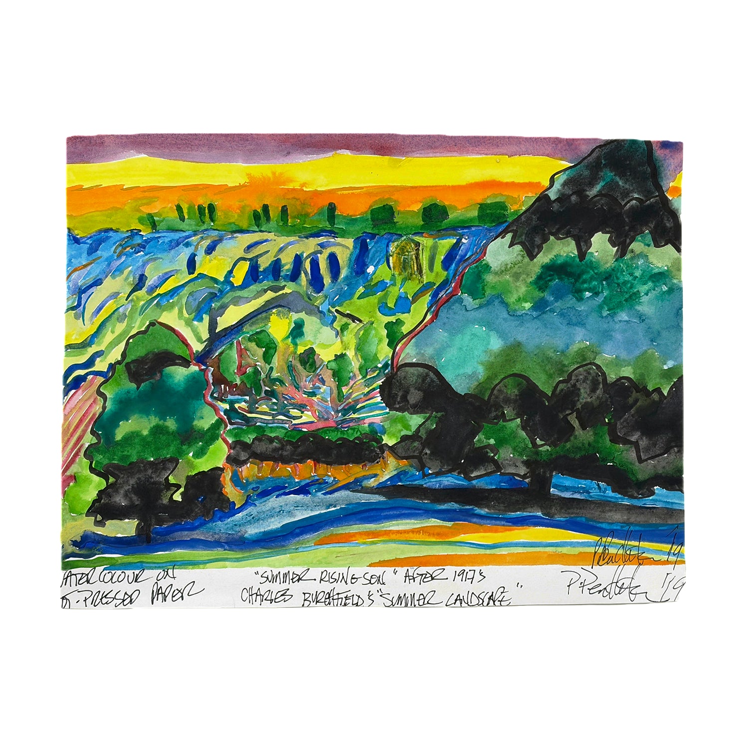 Original Watercolor Painting of a Summer Sunrise Landscape, 9.9 x 12.9 inches, by Patty Pendleton