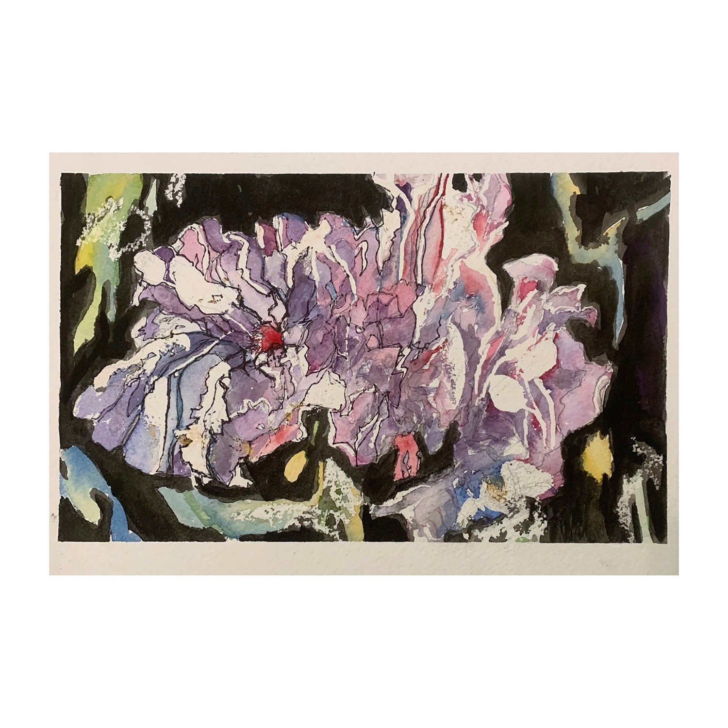 Original Mixed Media Painting of a Floral Still Life, 7.5 x 11.4 inches, by Patty Pendleton