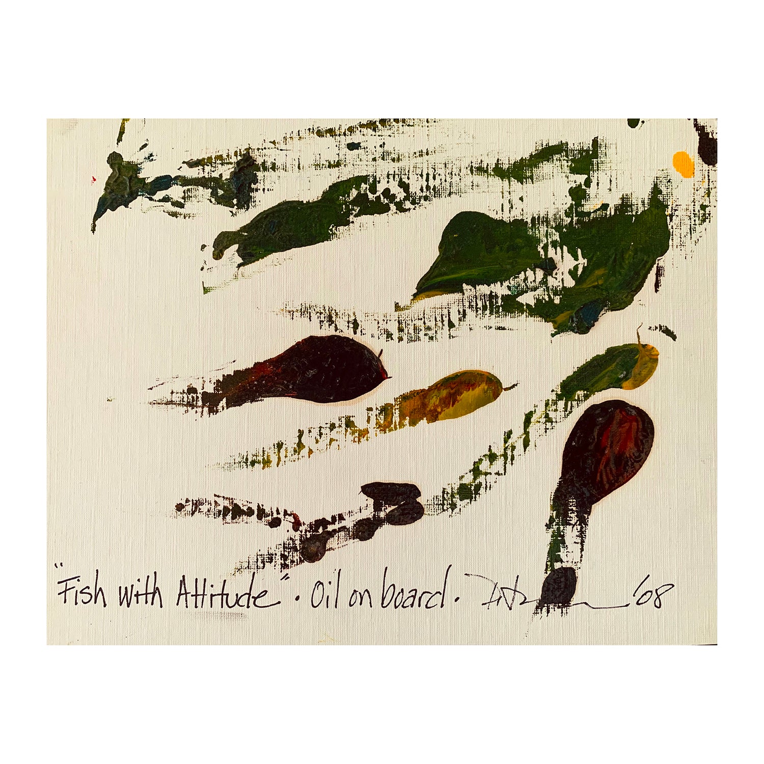 Original Abstract Oil Painting of Fish, 7.25 x 9.25 inches, by Patty Pendleton