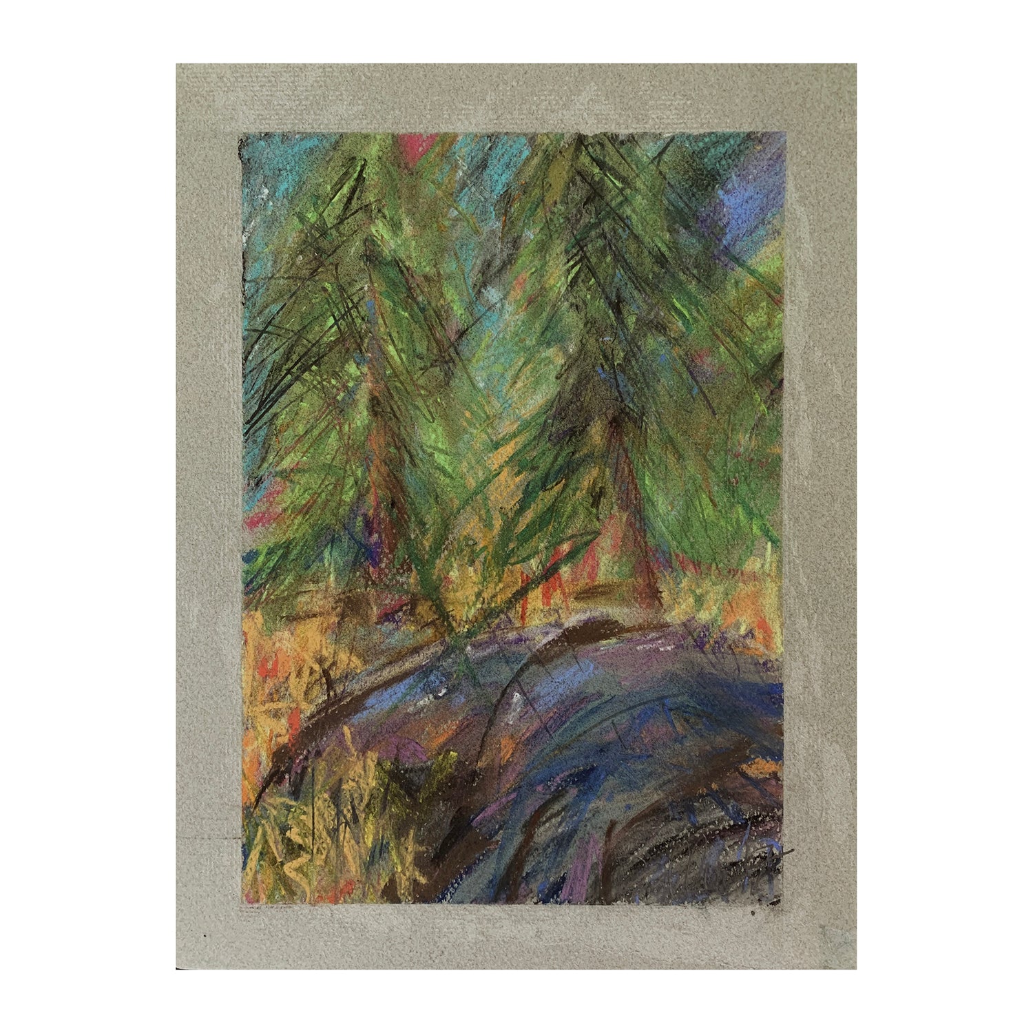 Original Pastel Painting of a Waterside Forest Landscape, 12 x 9 inches, by Patty Pendleton
