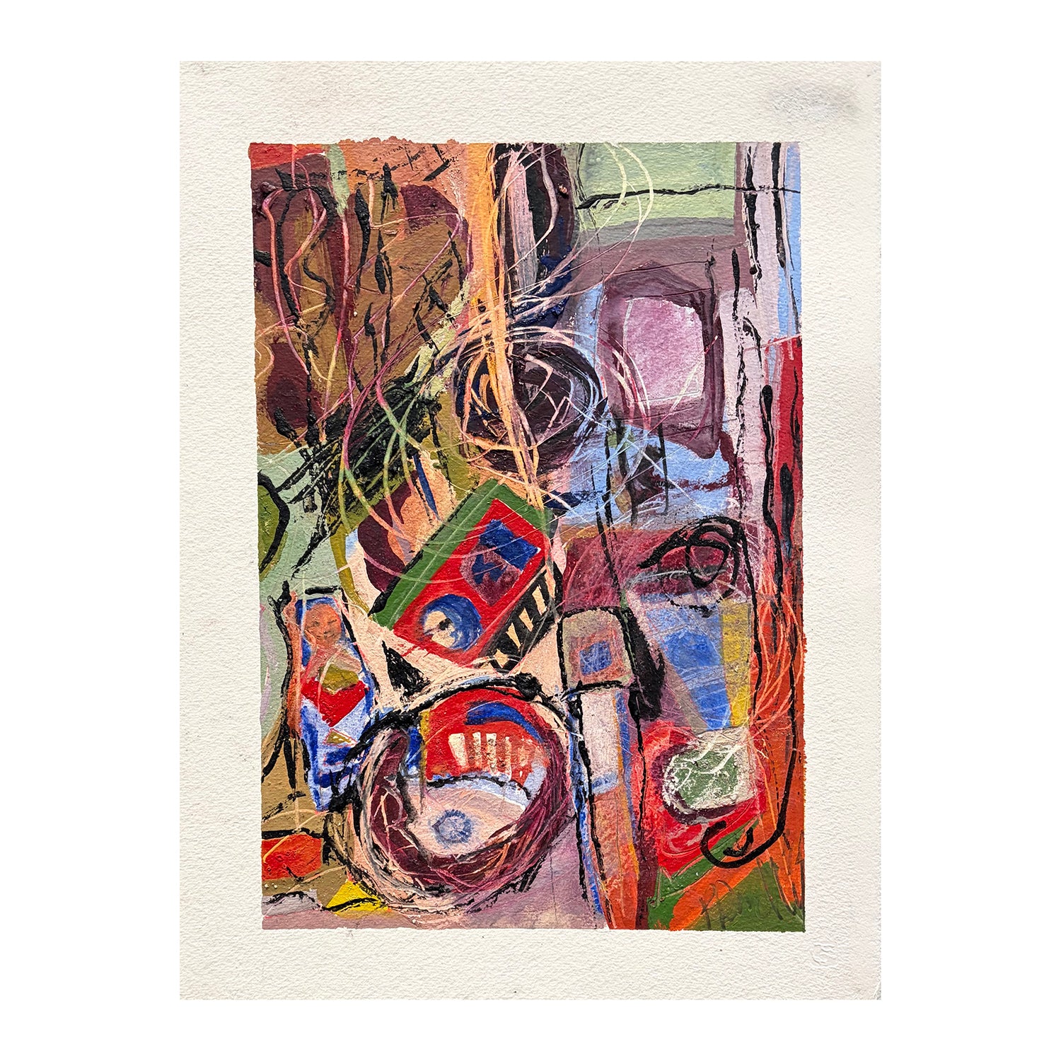 Original Egg Tempera Abstract Painting, 15 x 11.25 inches, by Patty Pendleton