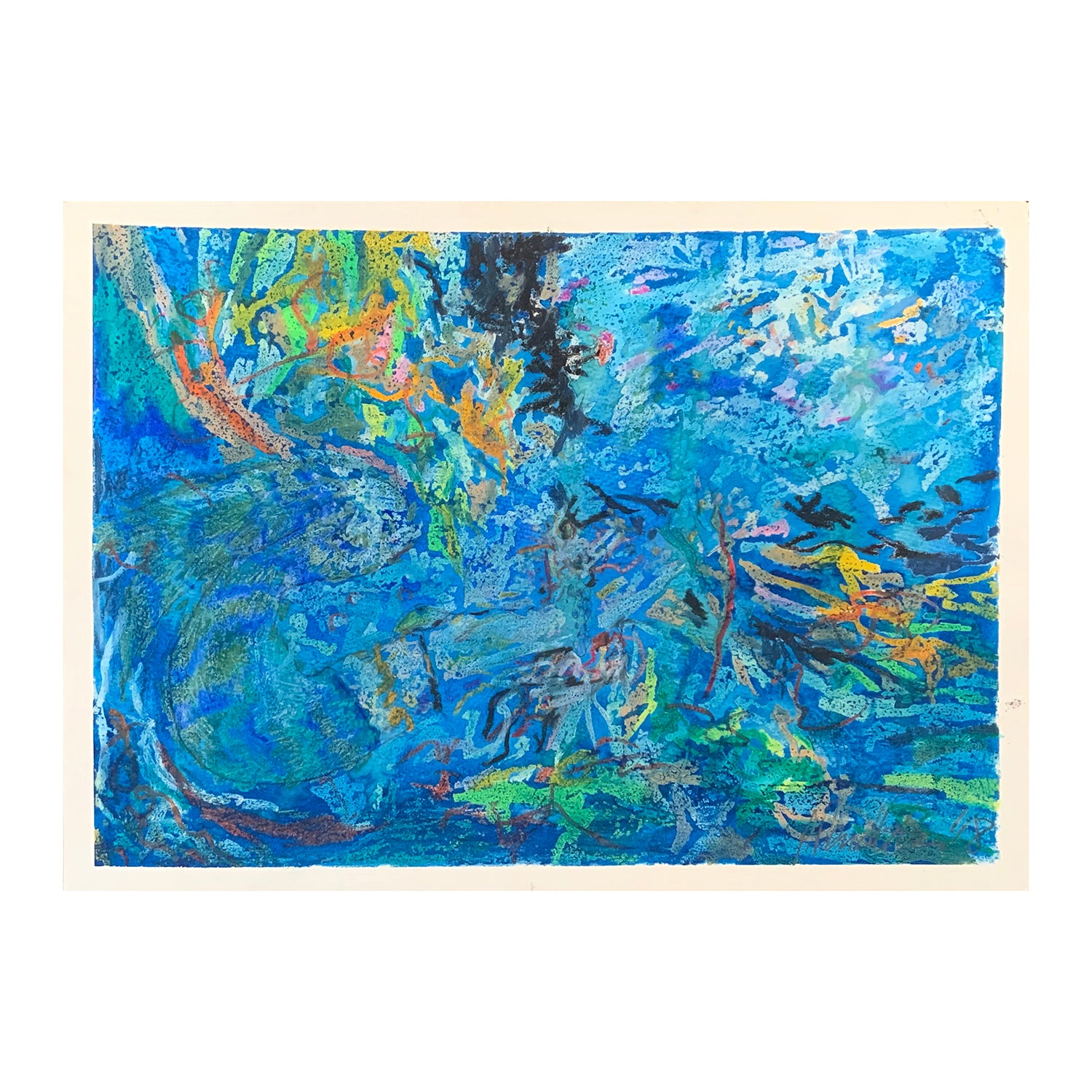 Original Mixed Media Painting of an Underwater Mermaid Seascape, 10.25 x 14.25 inches, by Patty Pendleton