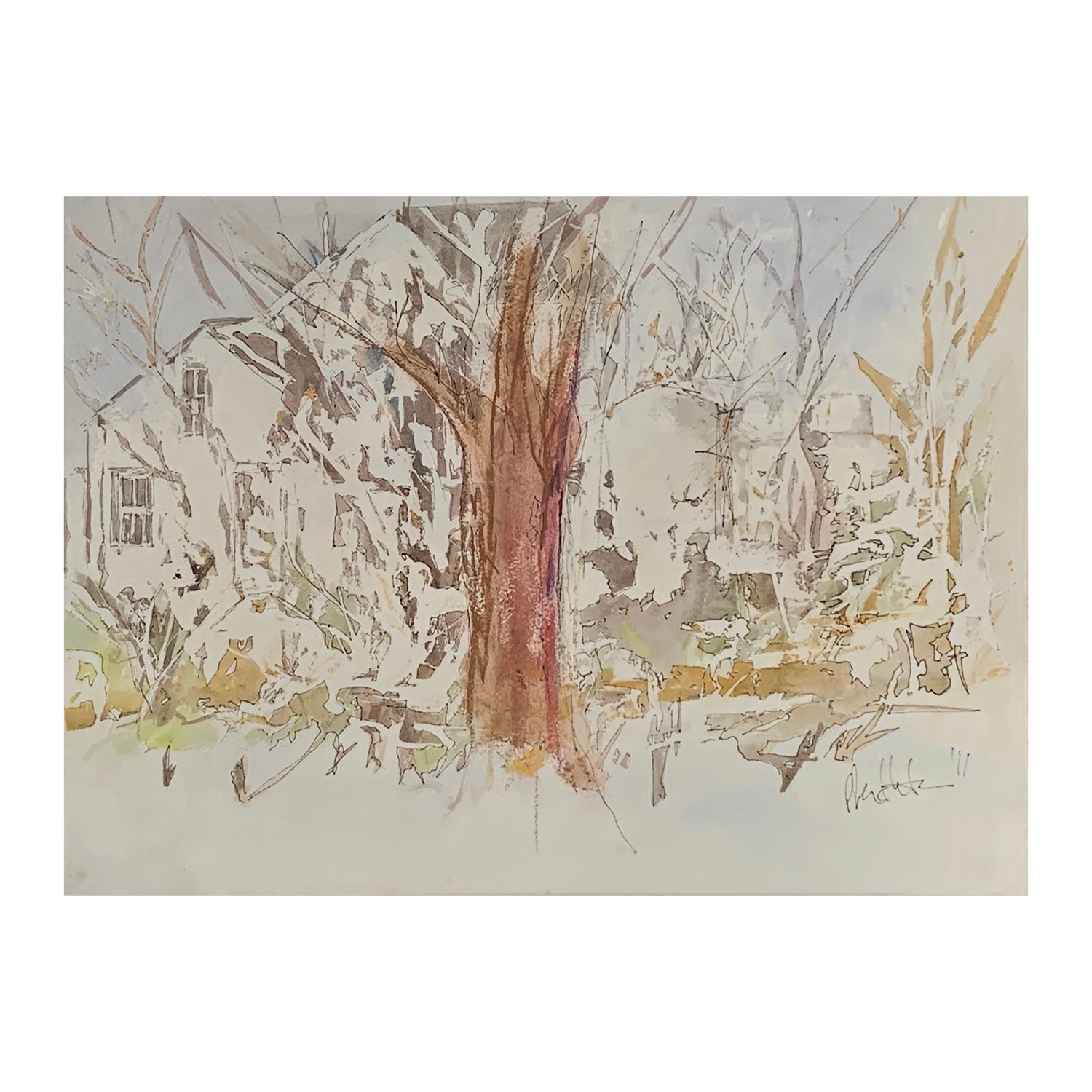 Original Mixed Media Painting of a House, 11 x 15 inches, by Patty Pendleton
