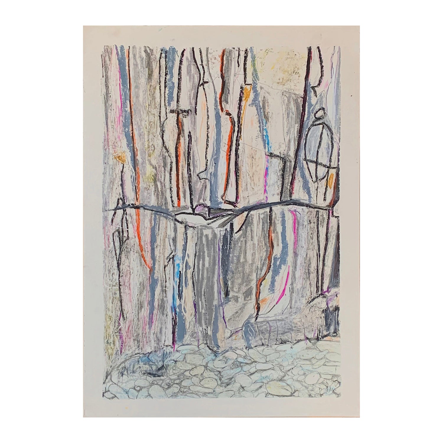 Original Mixed Media Painting of a River Landscape, 14.1 x 9.9 inches, by Patty Pendleton