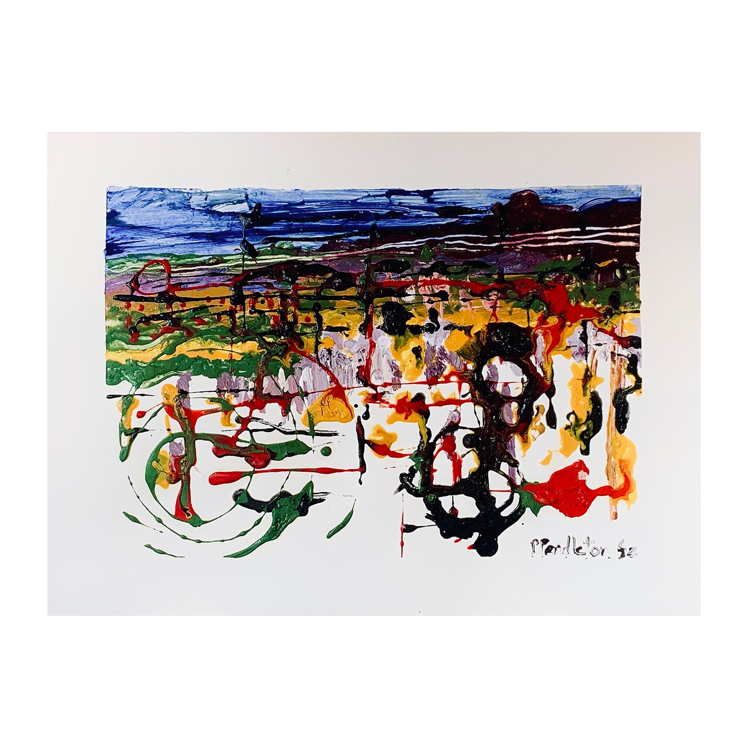 Original Egg Tempera Abstract Painting of a Landscape, 11.1 x 15 inches, by Patty Pendleton