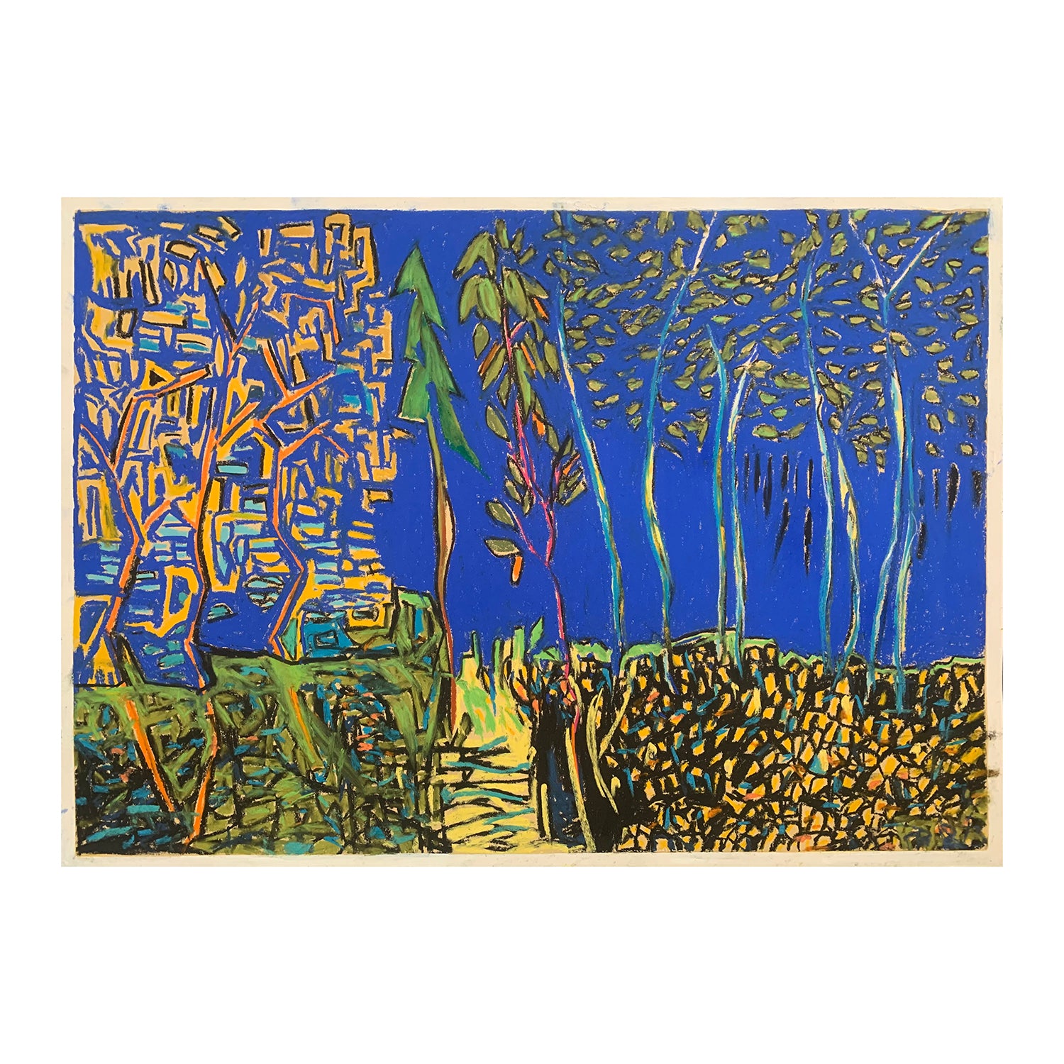 Original Soft Pastel Painting of a Forest Landscape, 19.75 x 27.5 inches, by Patty Pendleton