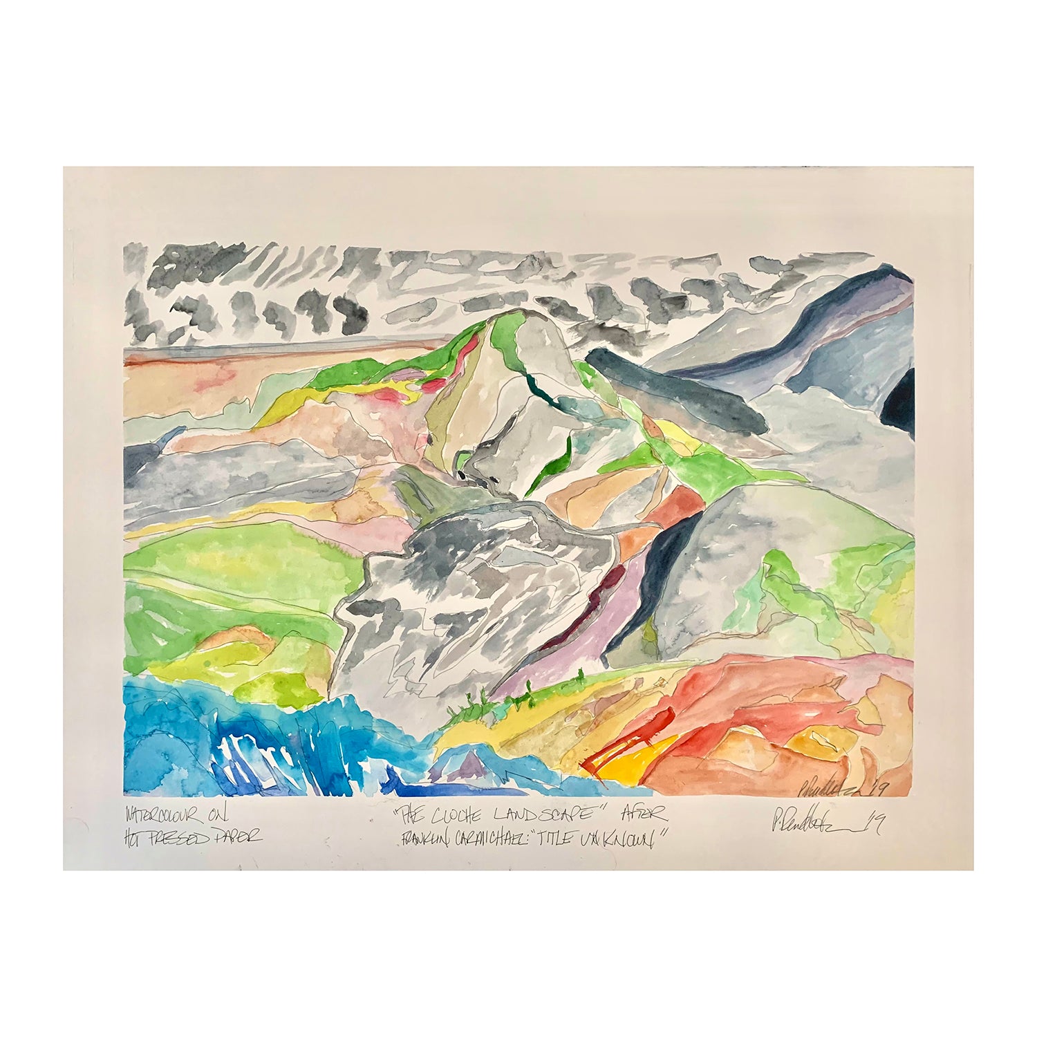 Original Mixed Media Painting of a Mountain Landscape, 23 x 30.25 inches, by Patty Pendleton