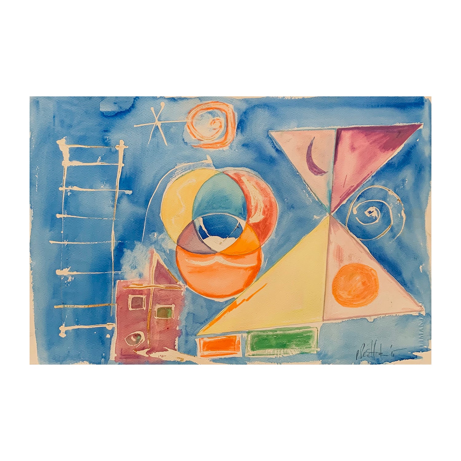 Original Mixed Media Abstract Painting of a Landscape, 15 x 22 inches, by Patty Pendleton