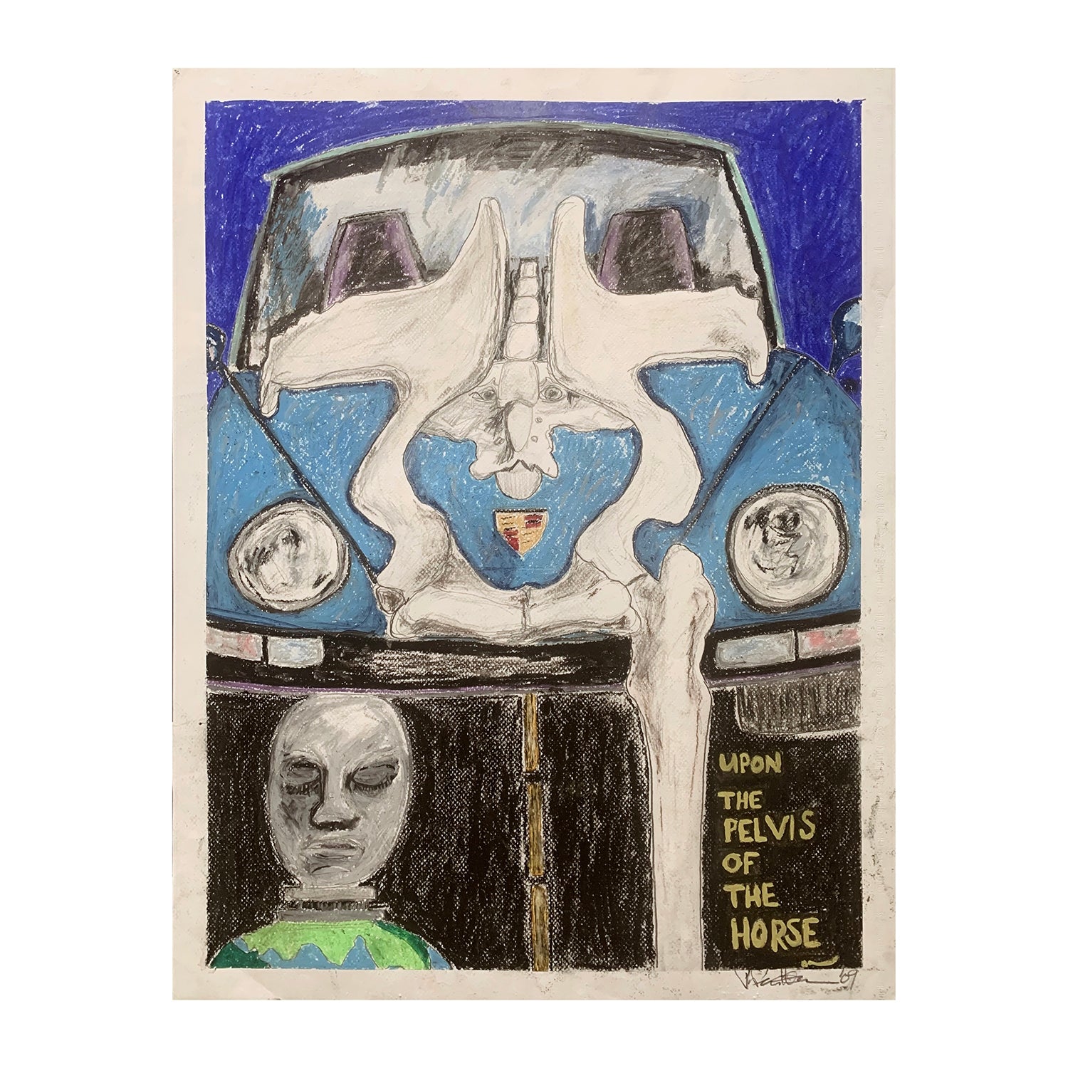 Original Mixed Media Metaphorical Portrait Painting of Human Progress, 25.5 x 19.75 inches, by Patty Pendleton