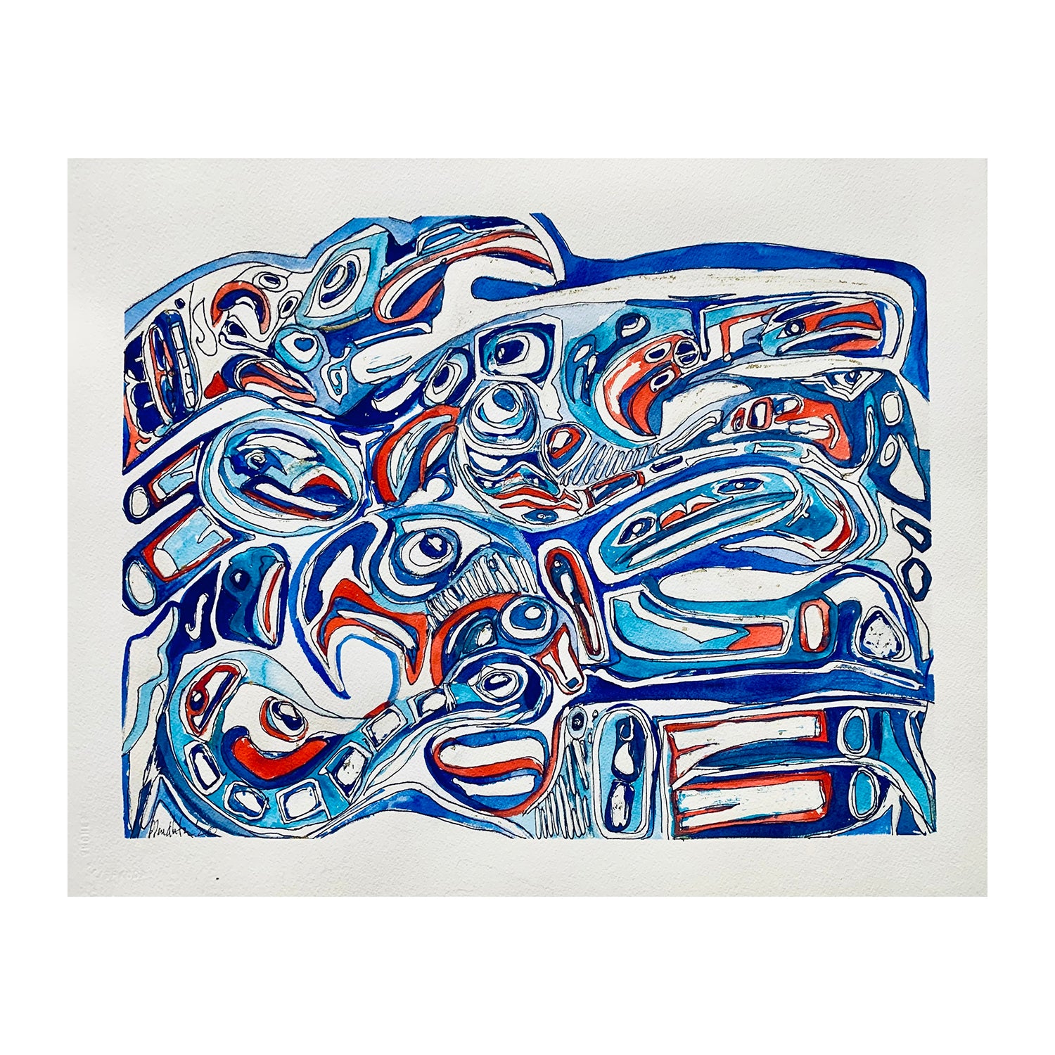Original Mixed Media Abstract Painting of a Totem Images, 16 x 20 inches, by Patty Pendleton