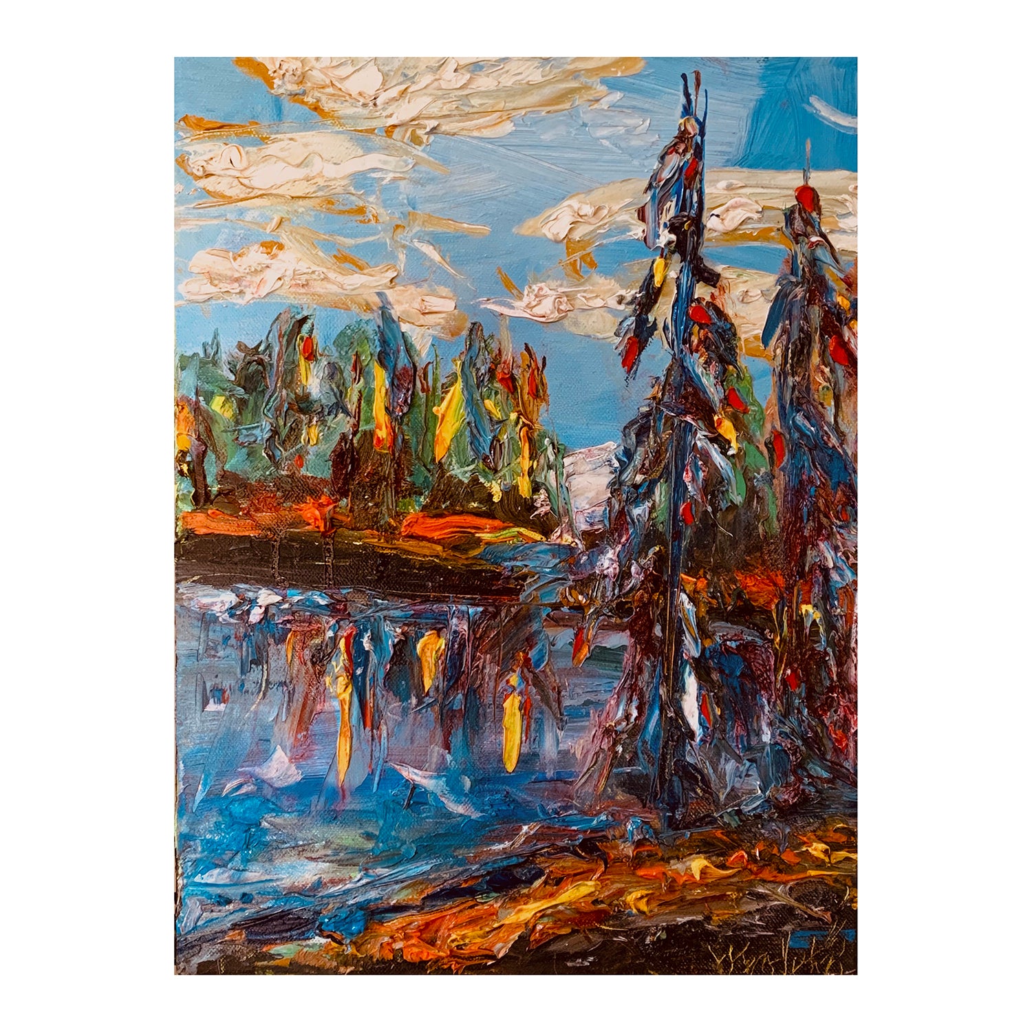 Original SOLD Oil Painting of a Forested River Landscape, 16 x 12 inches, by Patty Pendleton
