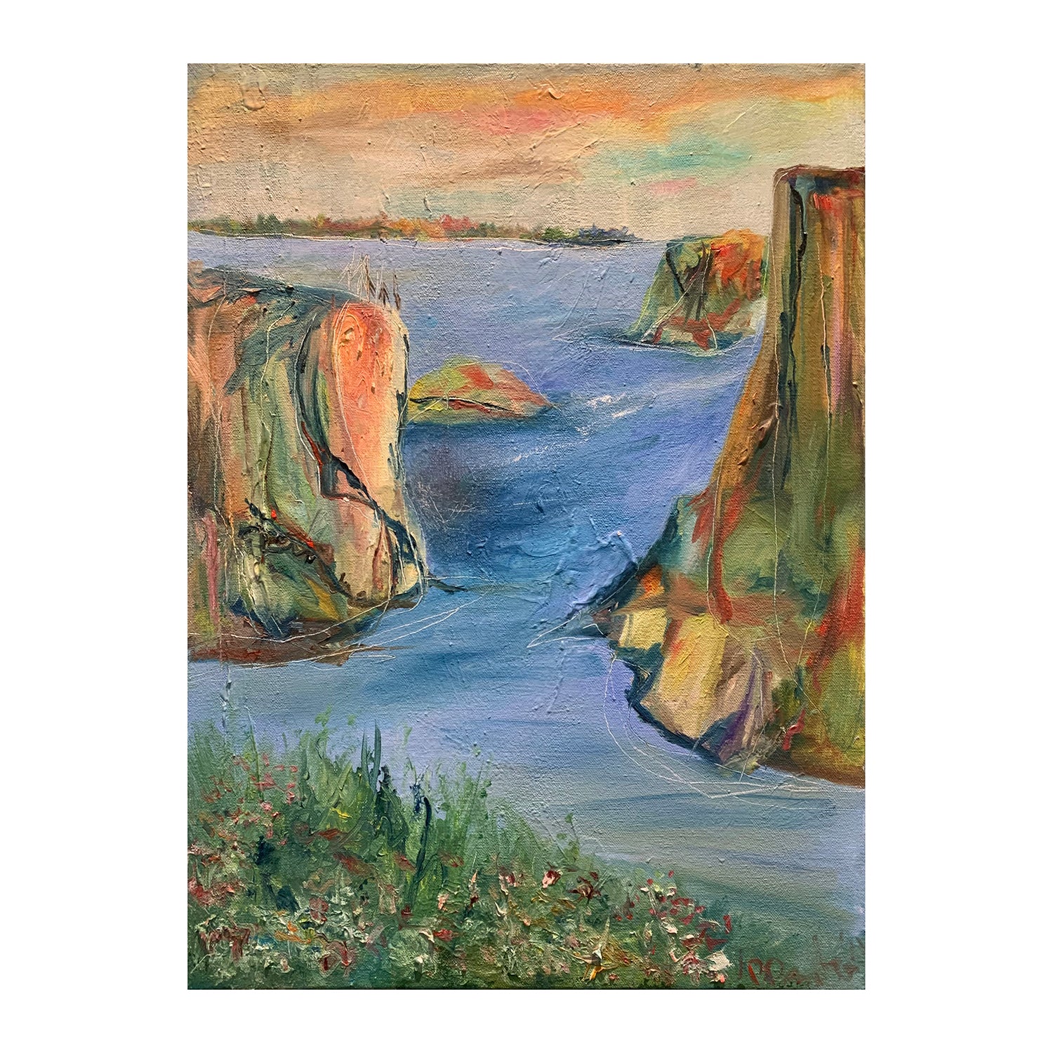 Original Acrylic Painting of an Ocean Landscape, 22 x 16 inches, by Patty Pendleton
