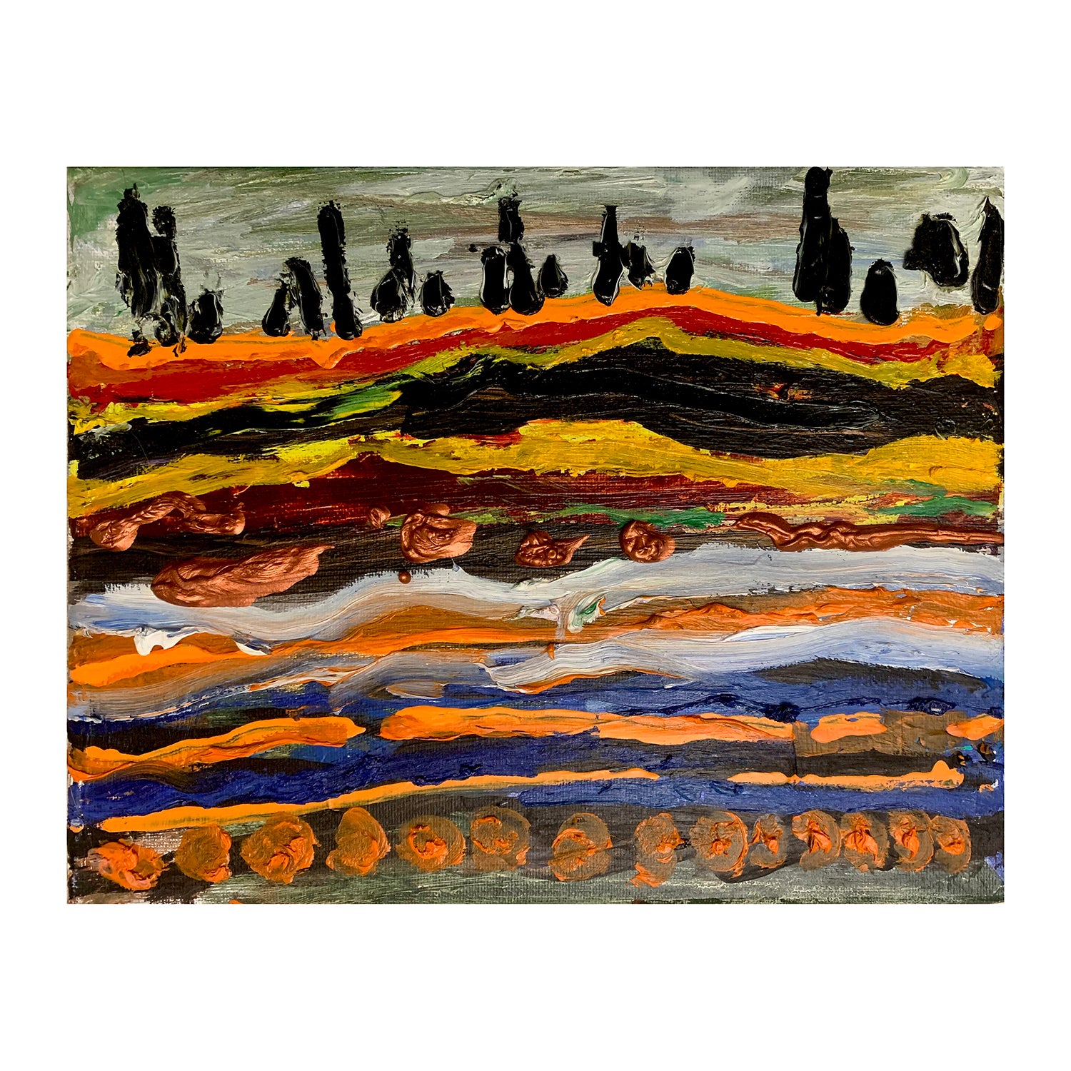 Original Acrylic Painting of a Stratified Landscape, 8 x 10 inches, by Patty Pendleton