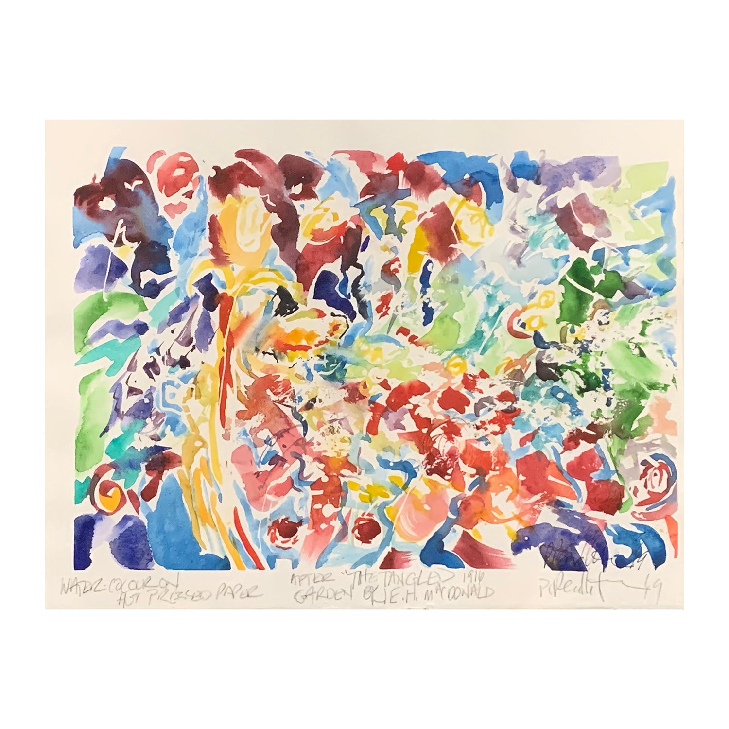 Original Watercolor Painting of an Abstracted Gardenscape, 11 x 14 inches, by Patty Pendleton