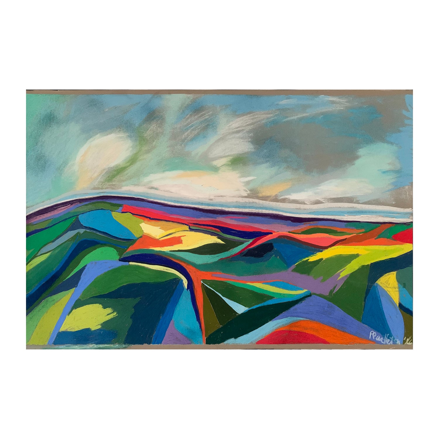 Original Soft Pastel Painting of an Abstracted Landscape, 24 x 36 inches, by Patty Pendleton