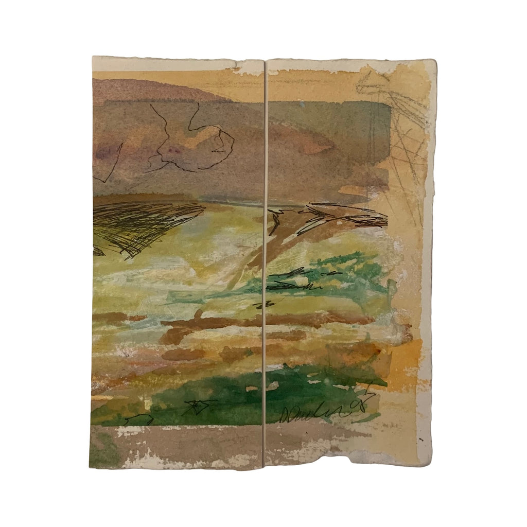 Original Diptych Mixed Media Painting of a Landscape, 6.25 x 5.25 inches, by Patty Pendleton